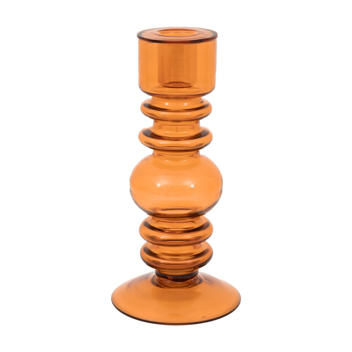 Glass Taper Candlestick – Amber