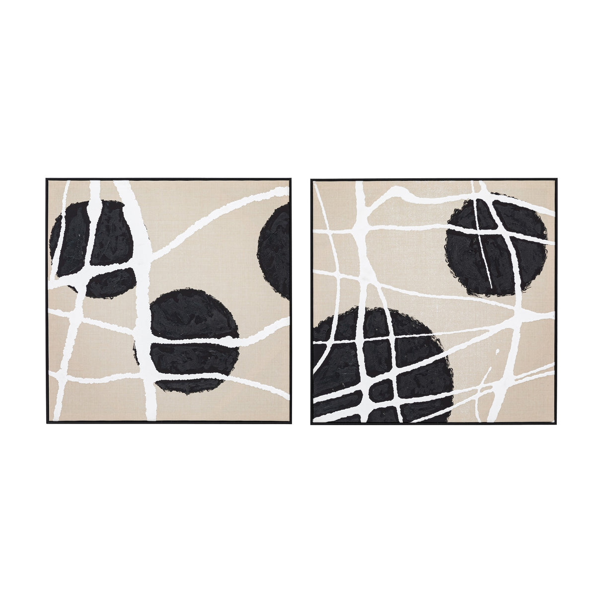 Capture Abstract Framed Canvas Set of 2 – Black