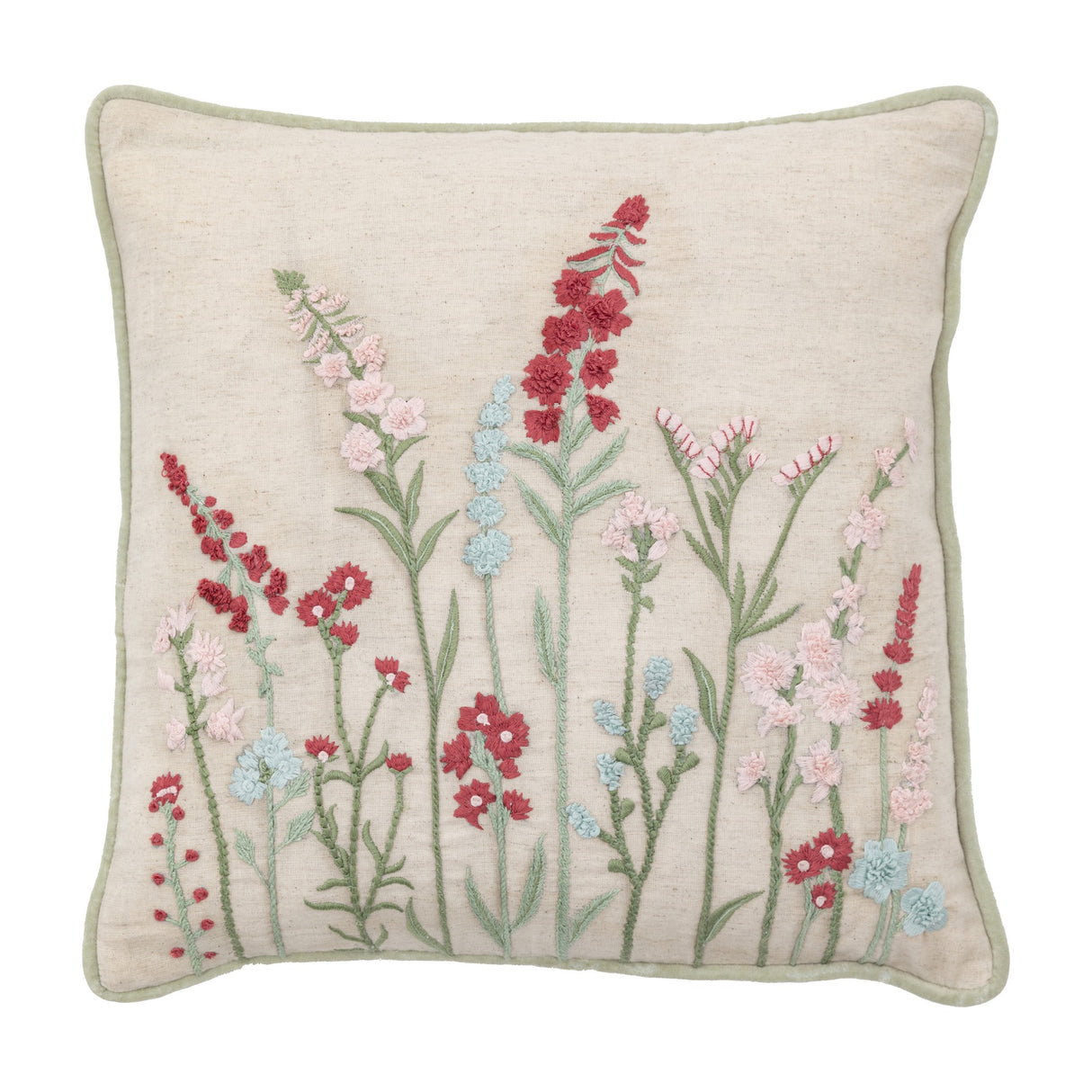Kilnsey Embroidered Meadow Cushion – Cream