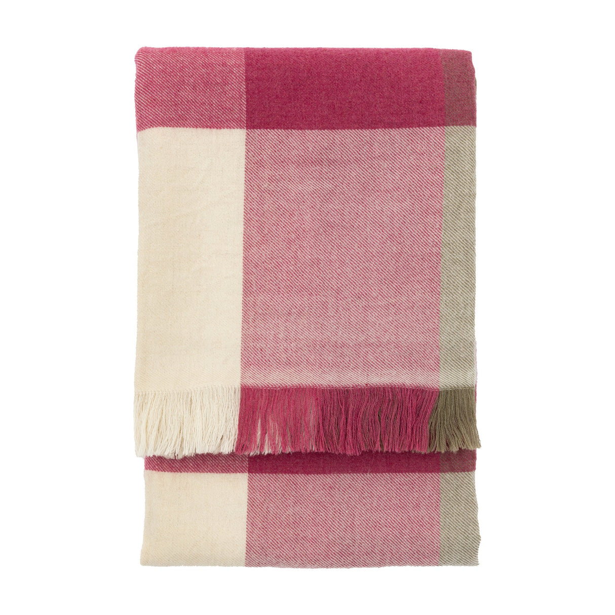 Dursley Check Throw with Fringe – Cranberry