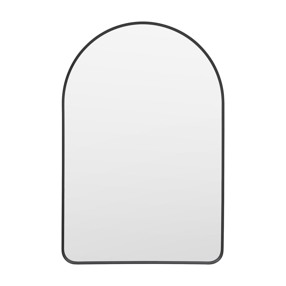 Gallery Direct Sorvane Arch Full-Length Mirror in black with a slim arched metal frame and flat glass, shown against a plain white background.