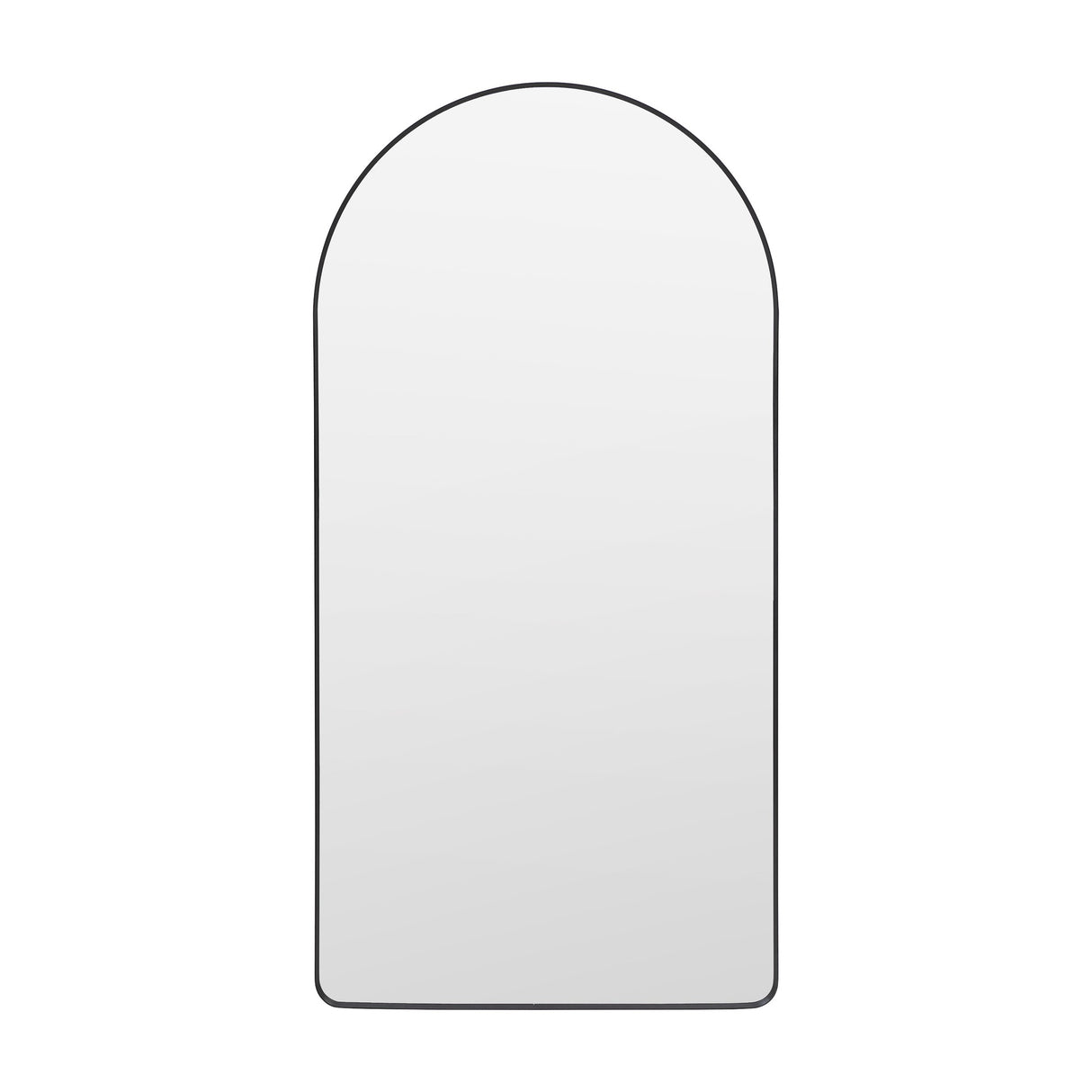 Gallery Direct Sorvane full-length arched mirror with a slim matt black metal frame, shown against a plain white background.