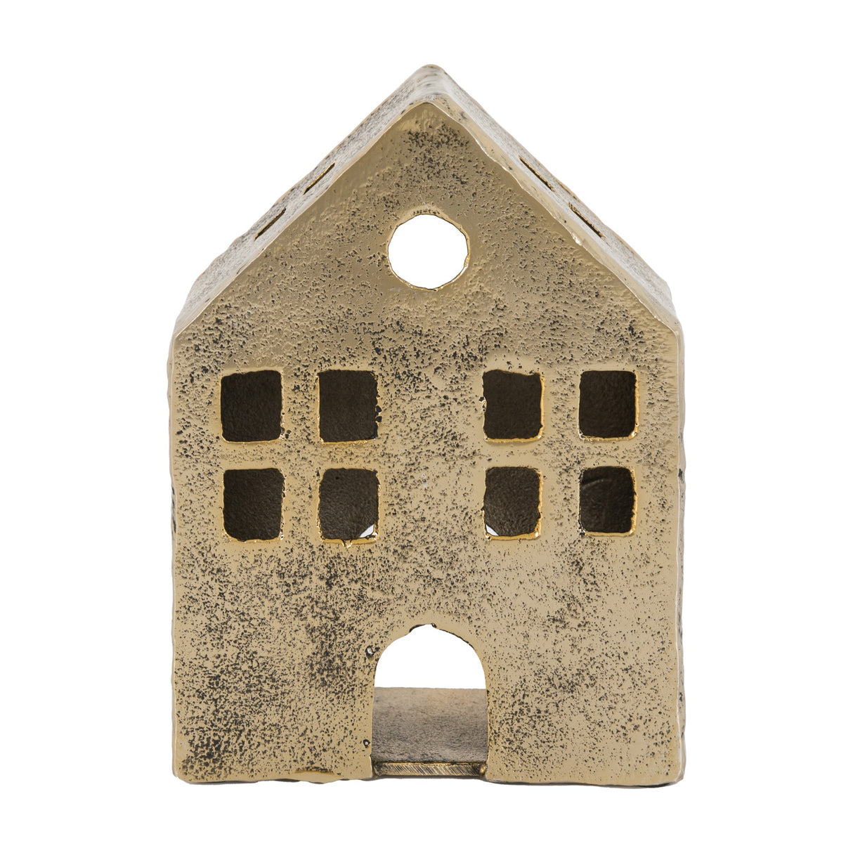 House Tealight Holder – Antique Gold