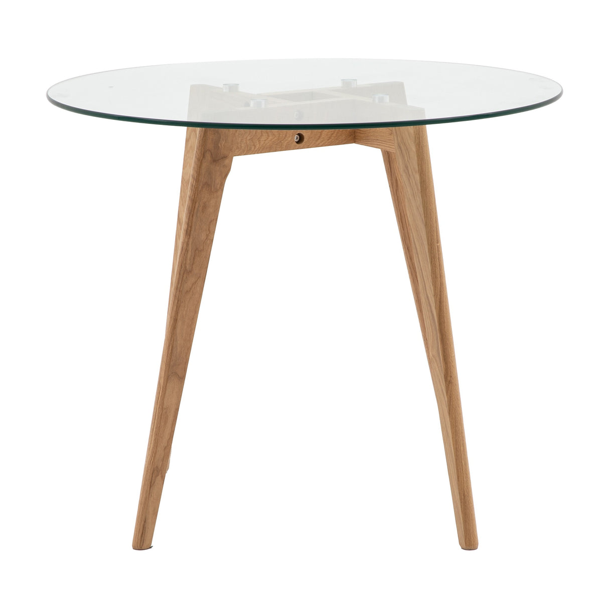 Blair Round Glass Dining Table – Natural Oak