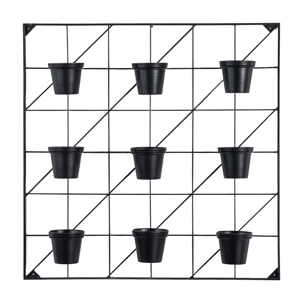 Carlos Wall-Mounted Grid Planter with 9 Pots – Black