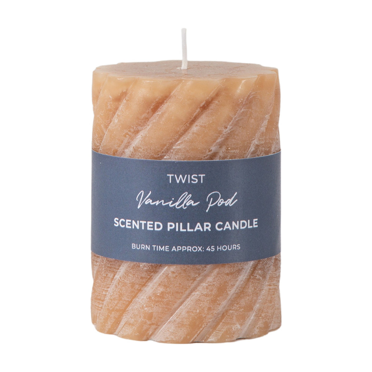 Twist Vanilla Pod Scented Pillar Candle Set of 2 – Amber