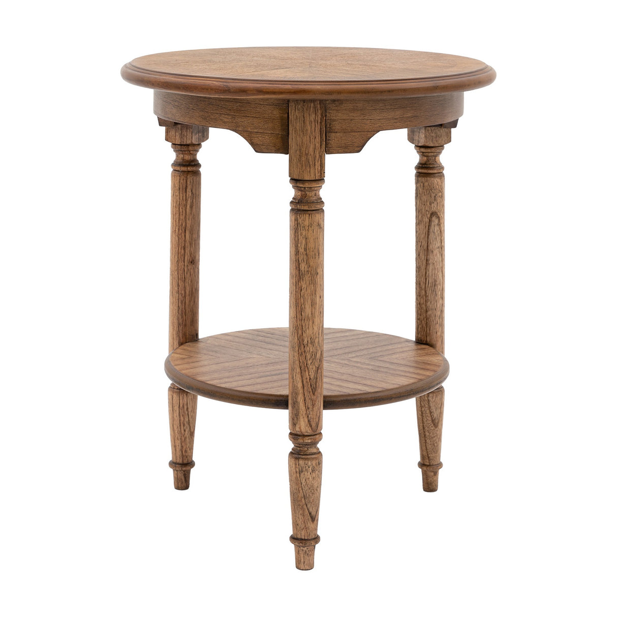 Highgrove Round Side Table with Shelf – Peroba Brown