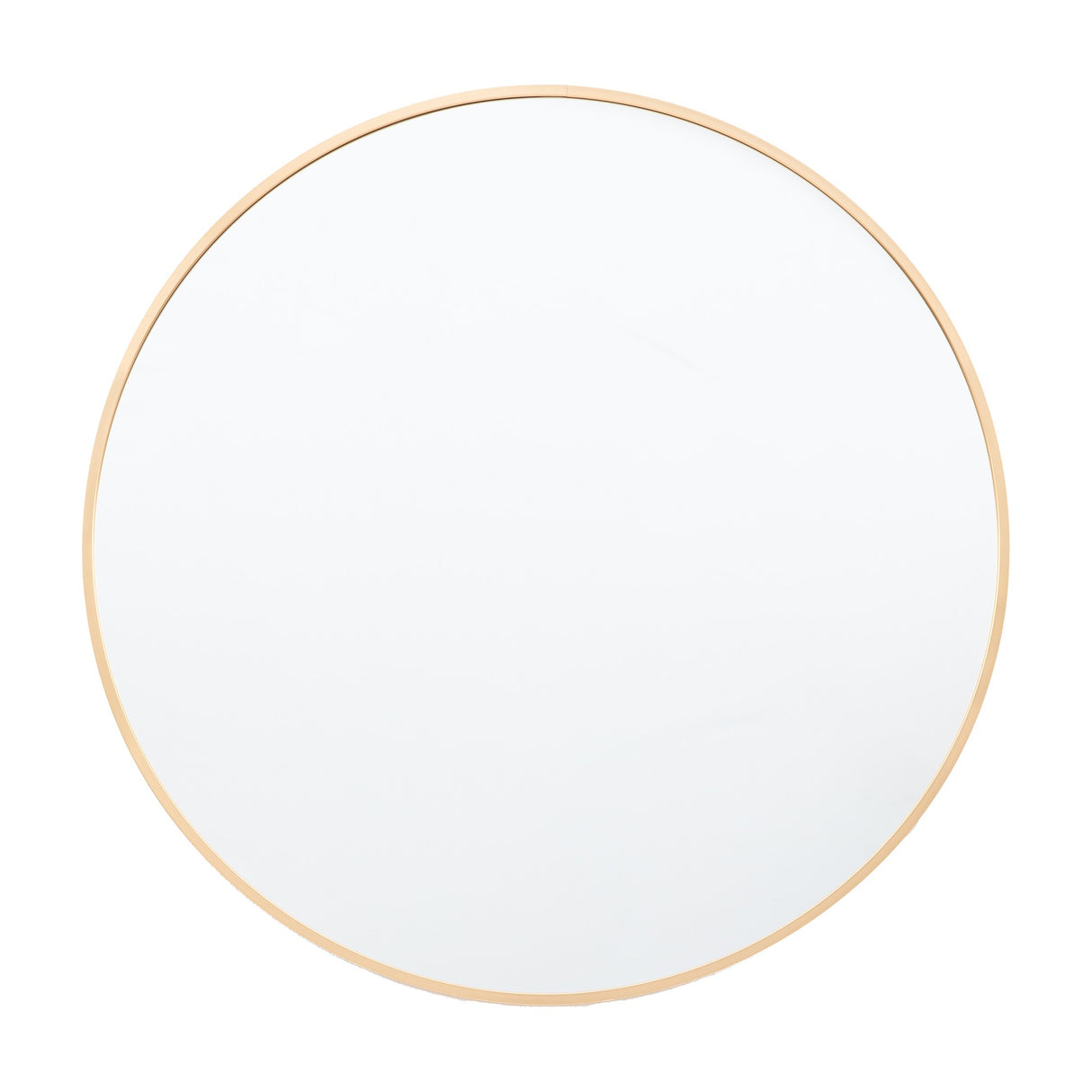Gallery Direct Wenvel 60cm round wall mirror with a slim gold aluminium frame and clear glass, shown on a plain white background.