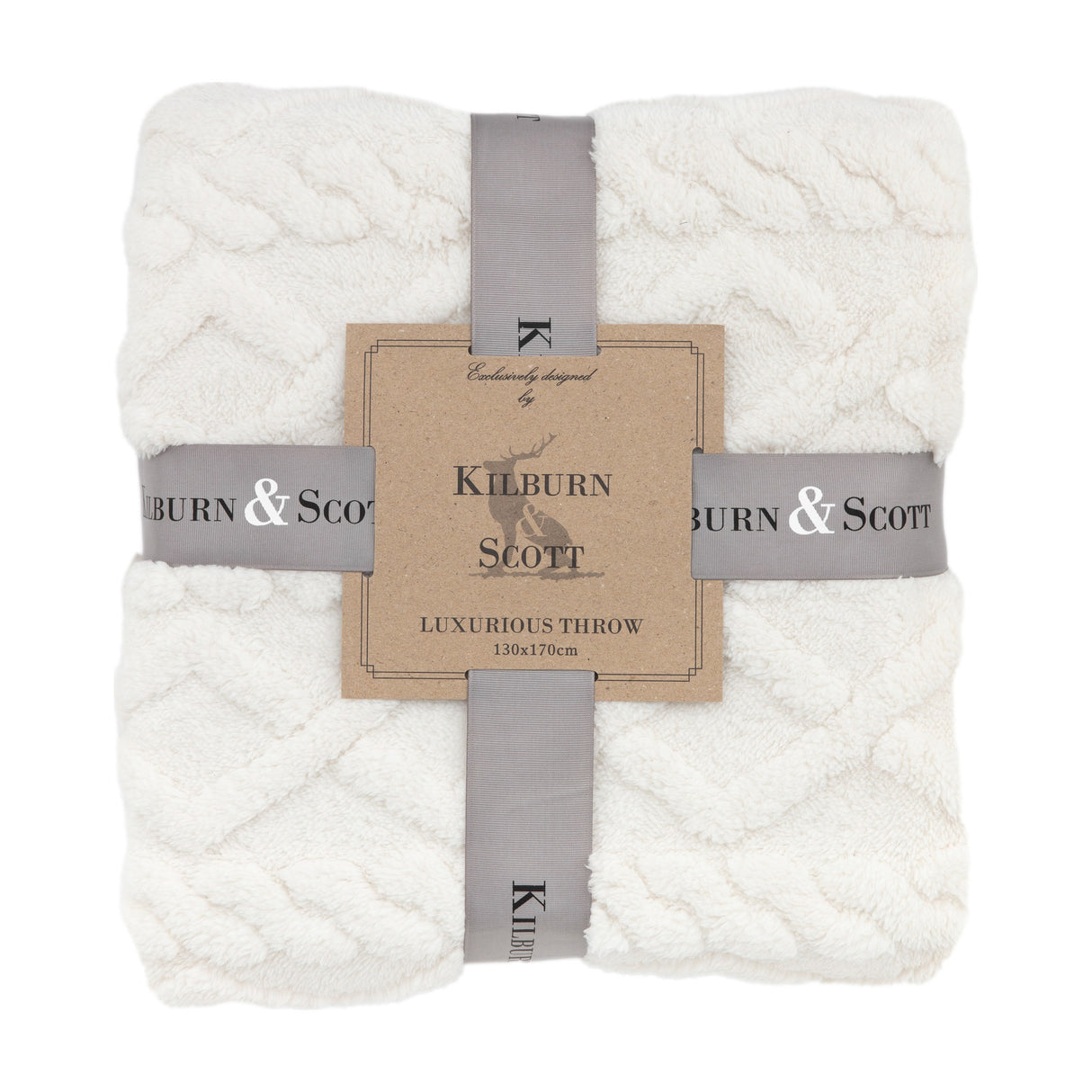 Textures Cable Knit Throw – Cream