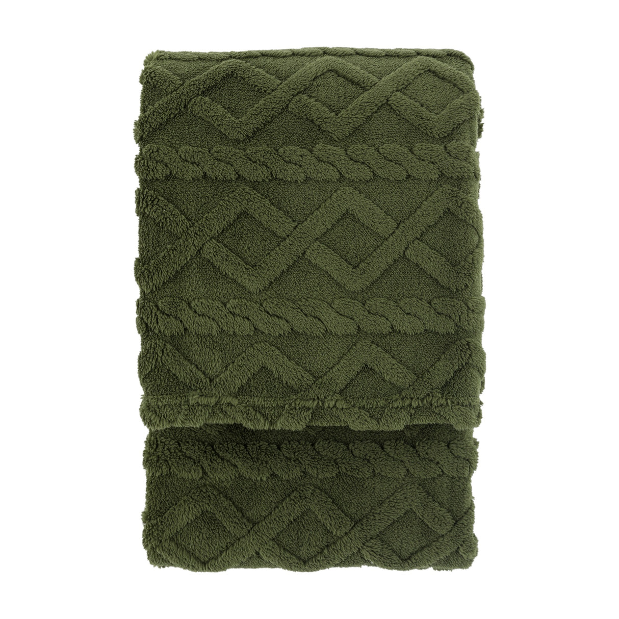 Woodland Cable Knit Throw – Forest Green