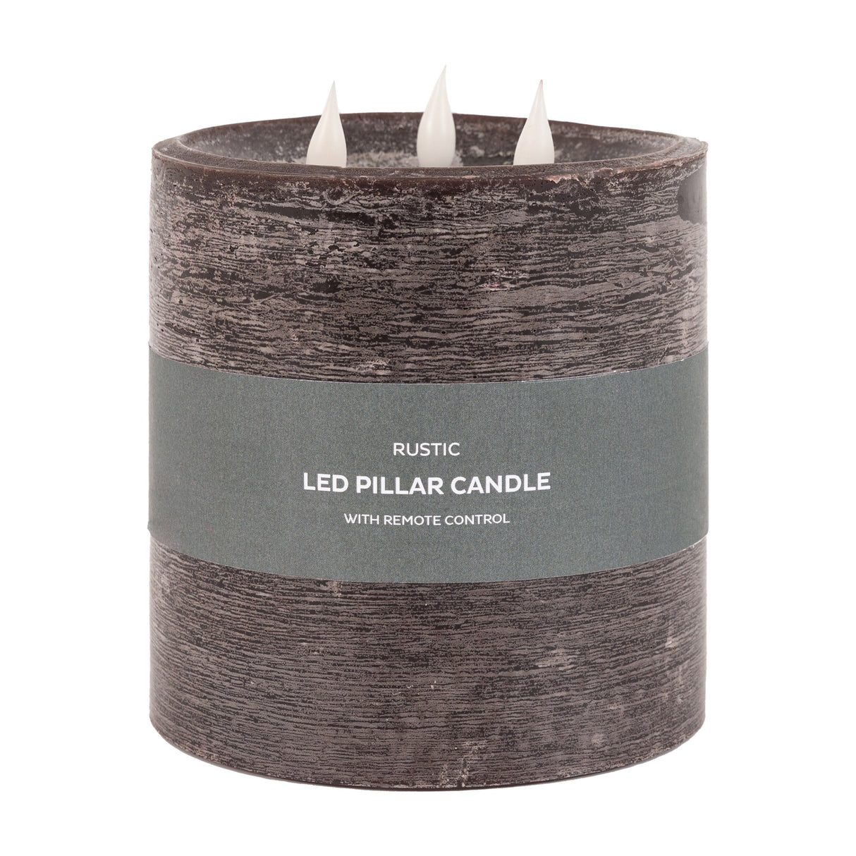 Rustic LED Pillar Candle 3 Wick with Remote Control