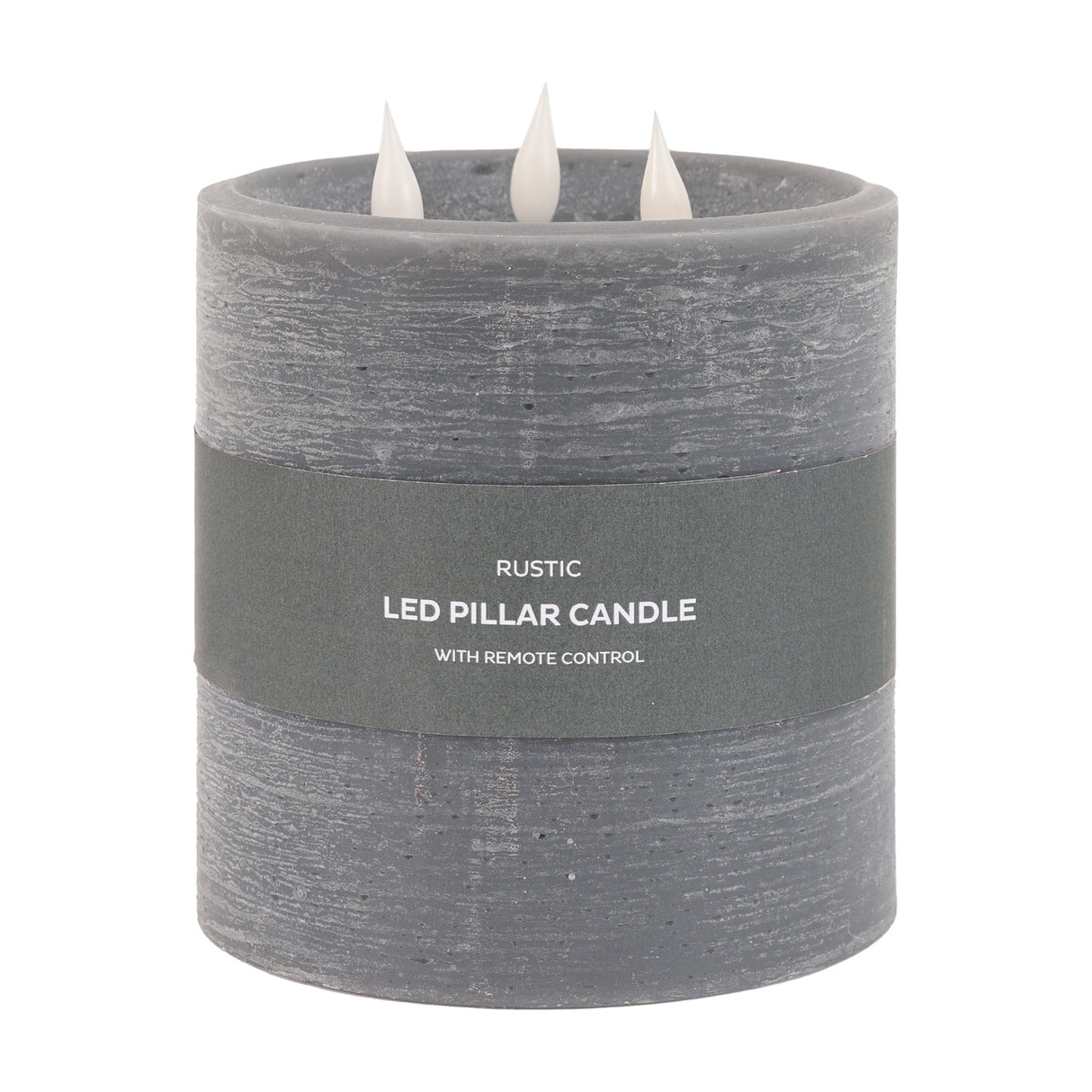 Rustic LED Pillar Candle 3 Wick with Remote Control