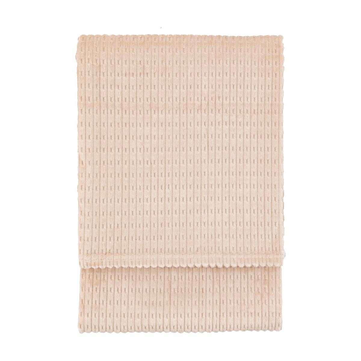 Gallery Direct Winsvorne Waffle Flannel Throw in taupe, folded to show ribbed waffle texture and flannel finish, on a plain white background.