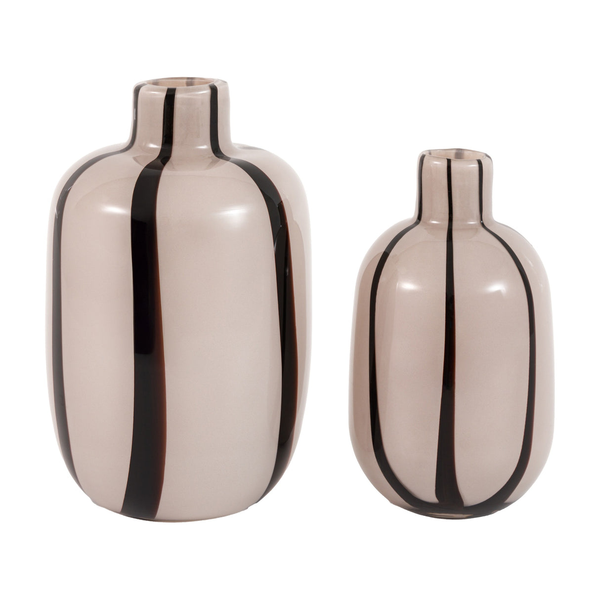 Linea Striped Glass Vases Set of 2 – Beige