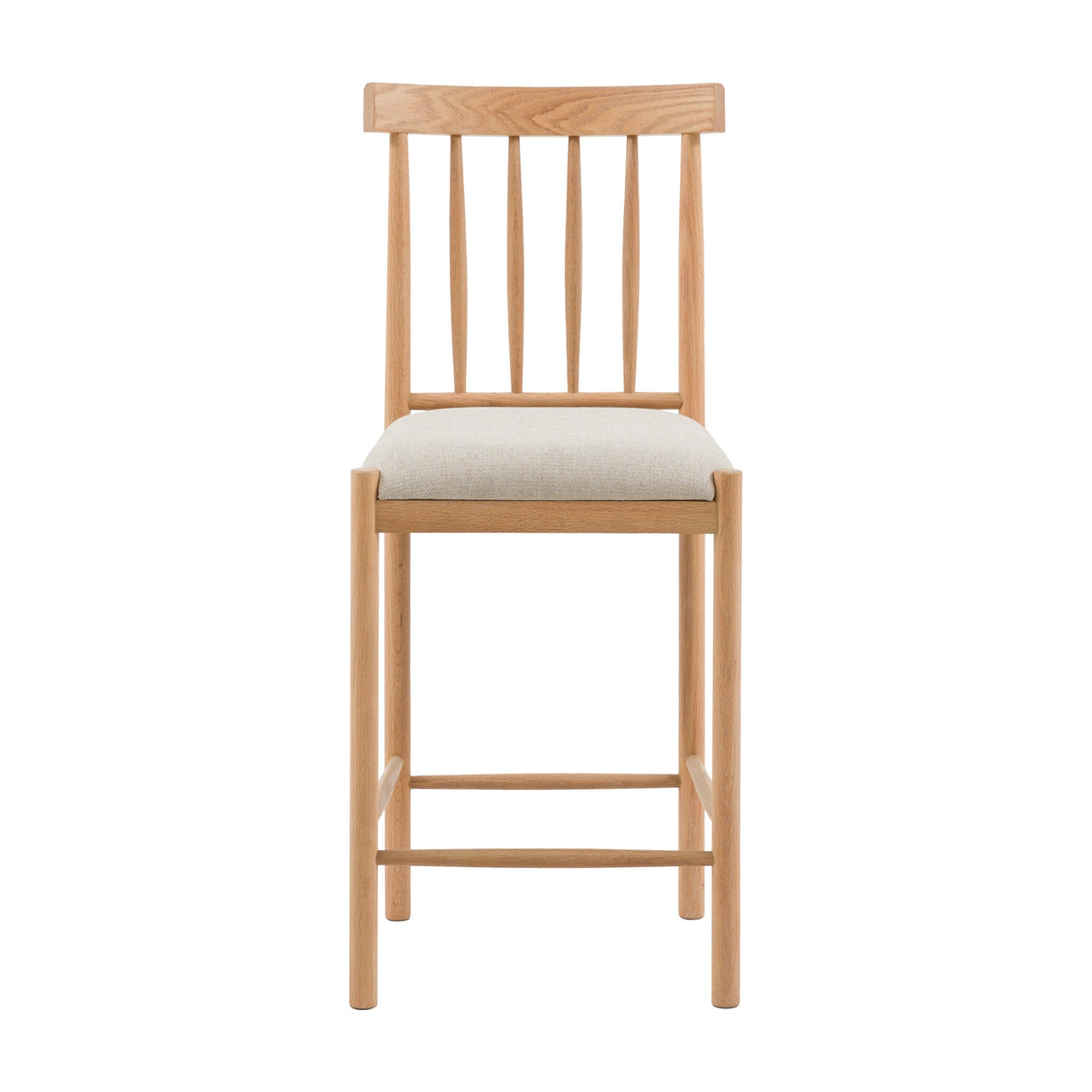 Eton Spindle-Back Bar Stool with Padded Seat, Set of 2 – Natural
