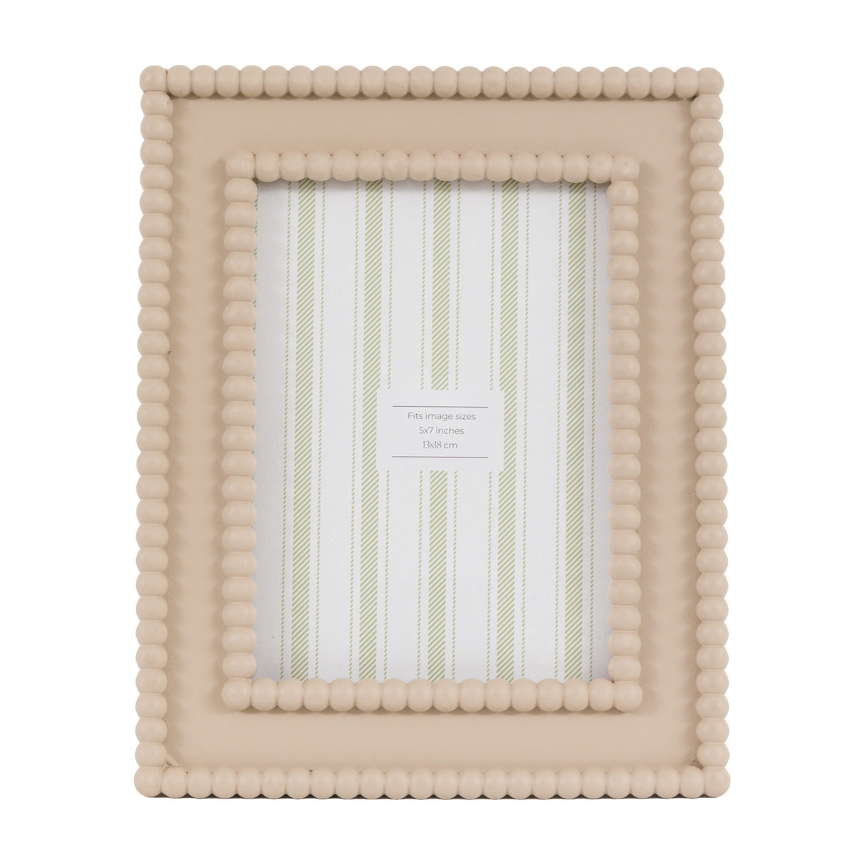 Gallery Direct Covane Beaded Photo Frame 5x7in in mocha resin with double beaded border around outer edge and aperture, shown upright on white.