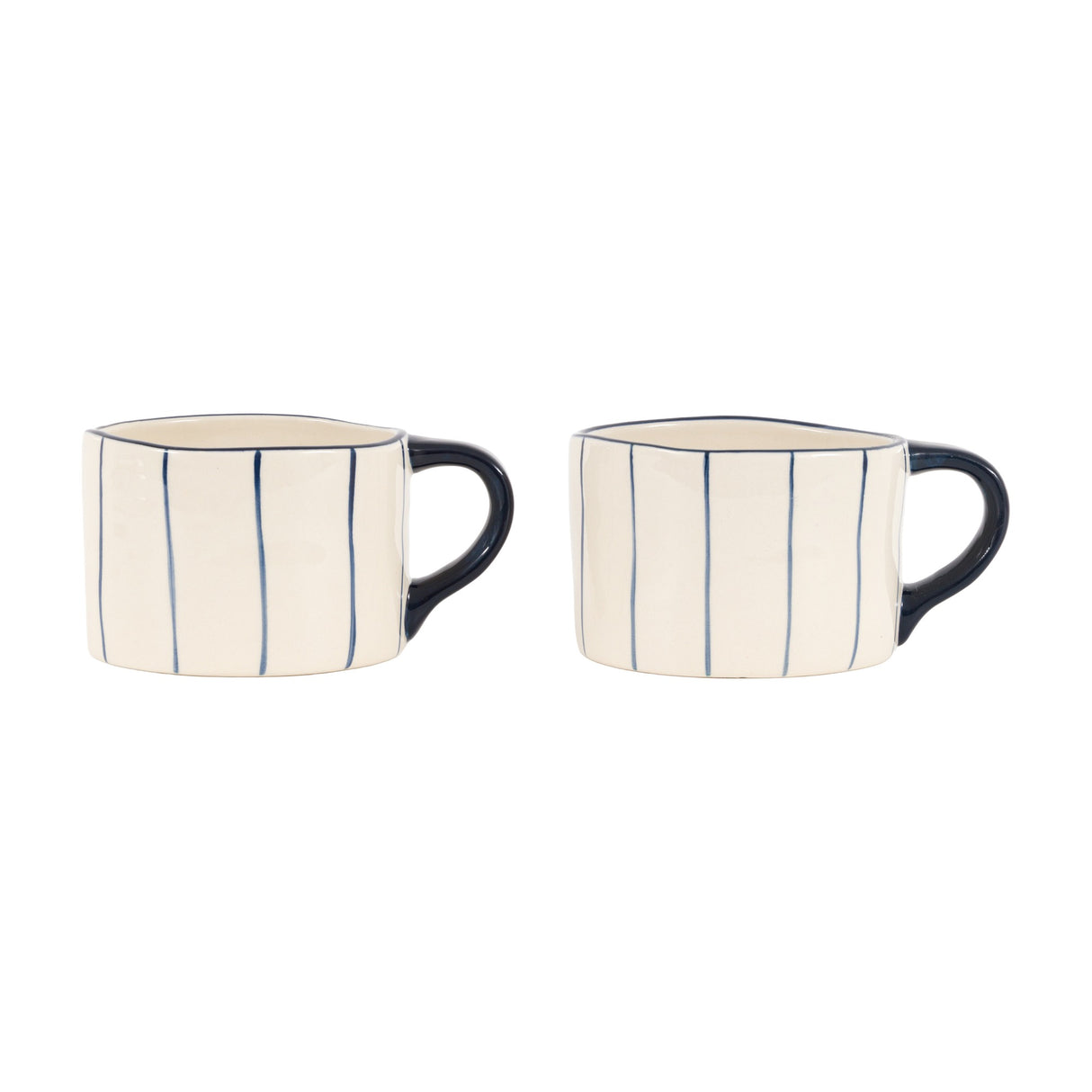 Organic Stripe Mug – Blue – Set of 2
