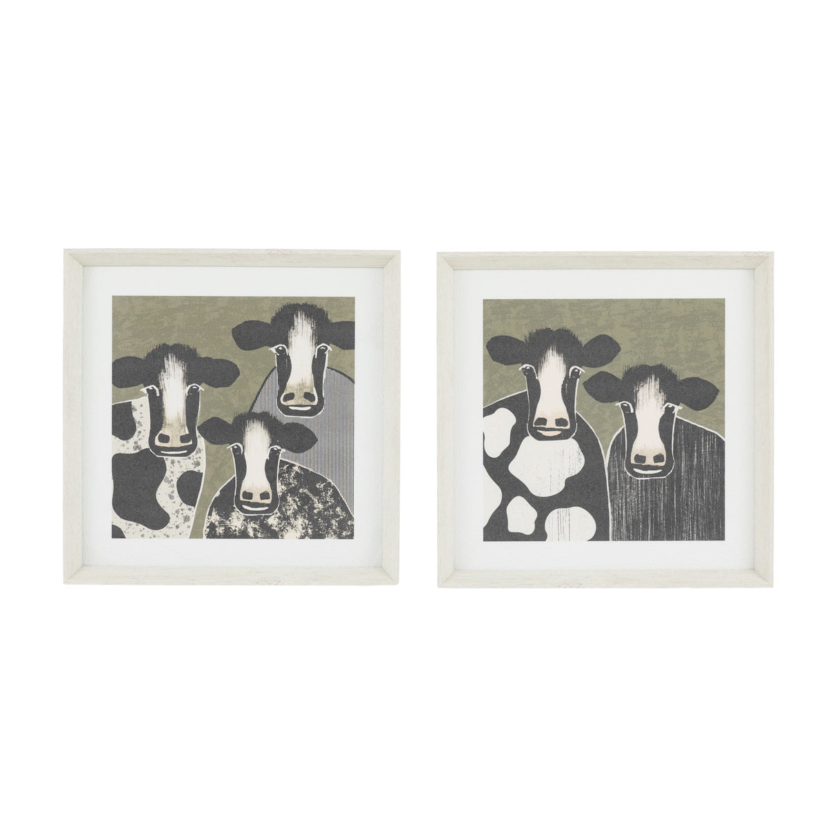 Animal Antics Cow Framed Art Set of 2 – Green