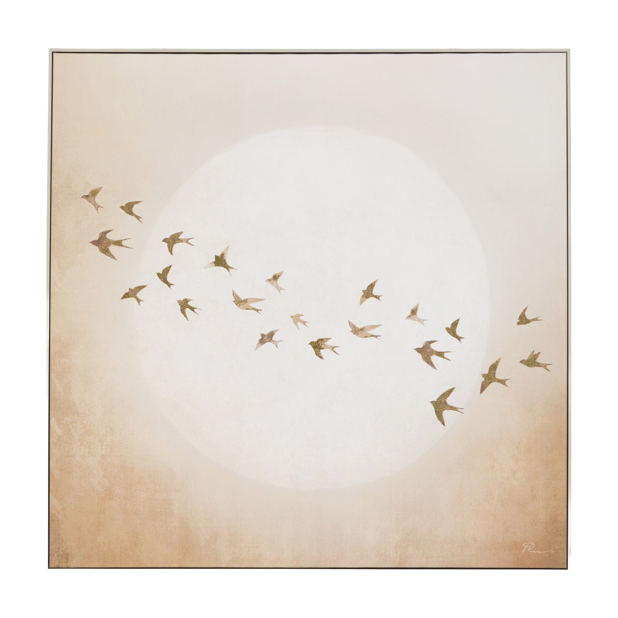 Golden Flight Framed Canvas – Beige
