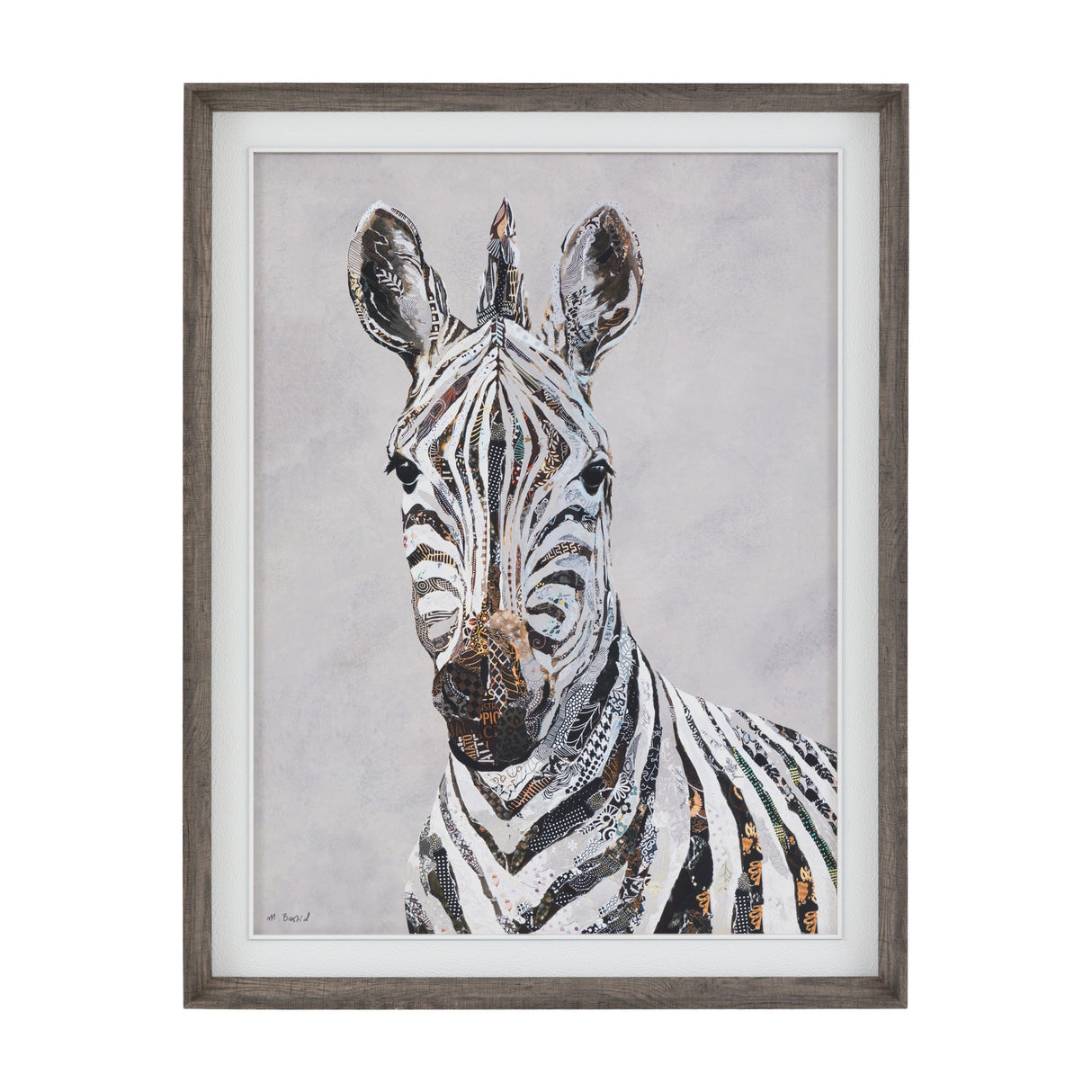 In the Wild II Zebra Collage Framed Canvas – Multicoloured