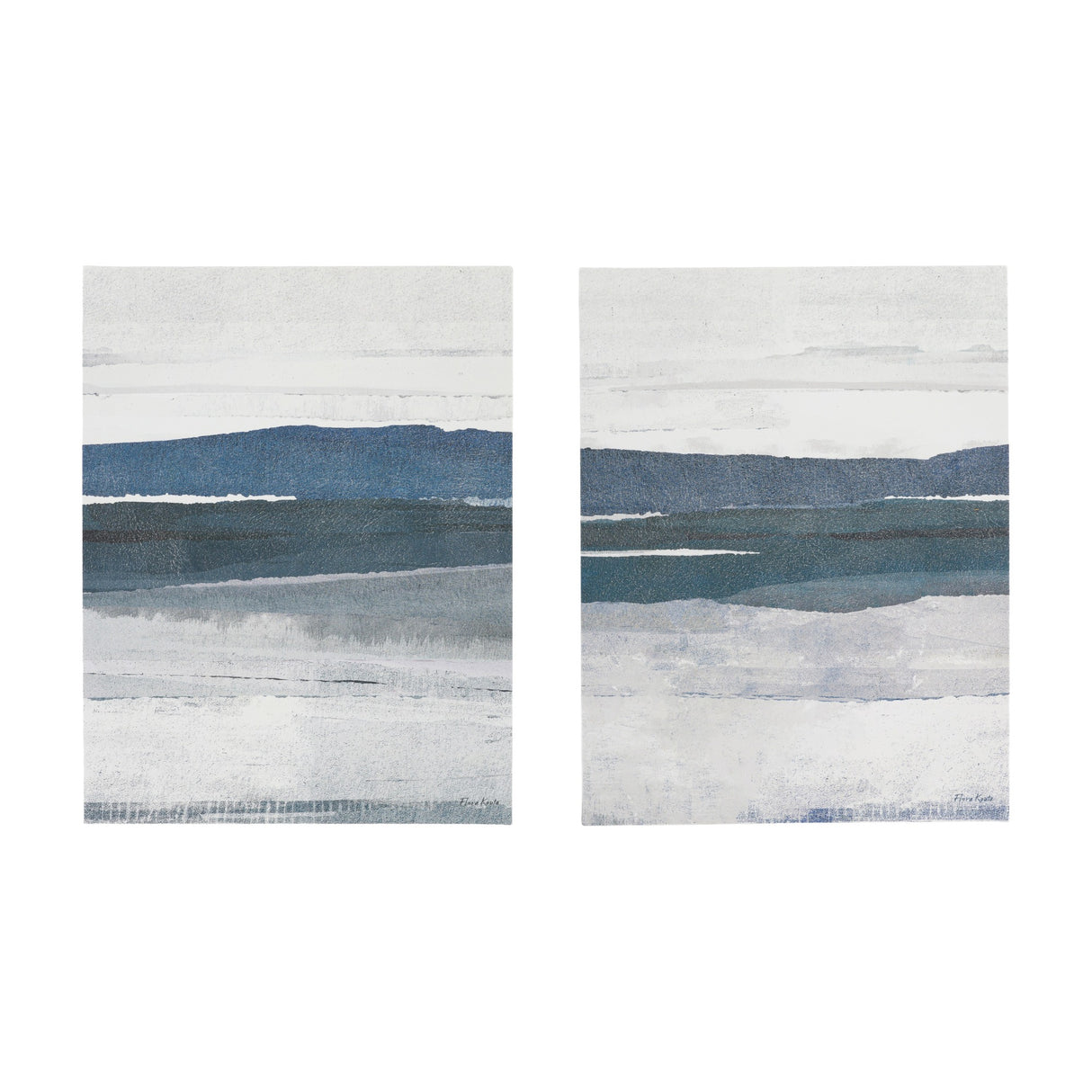 Calm and Collected Abstract Canvas Set of 2 – Blue