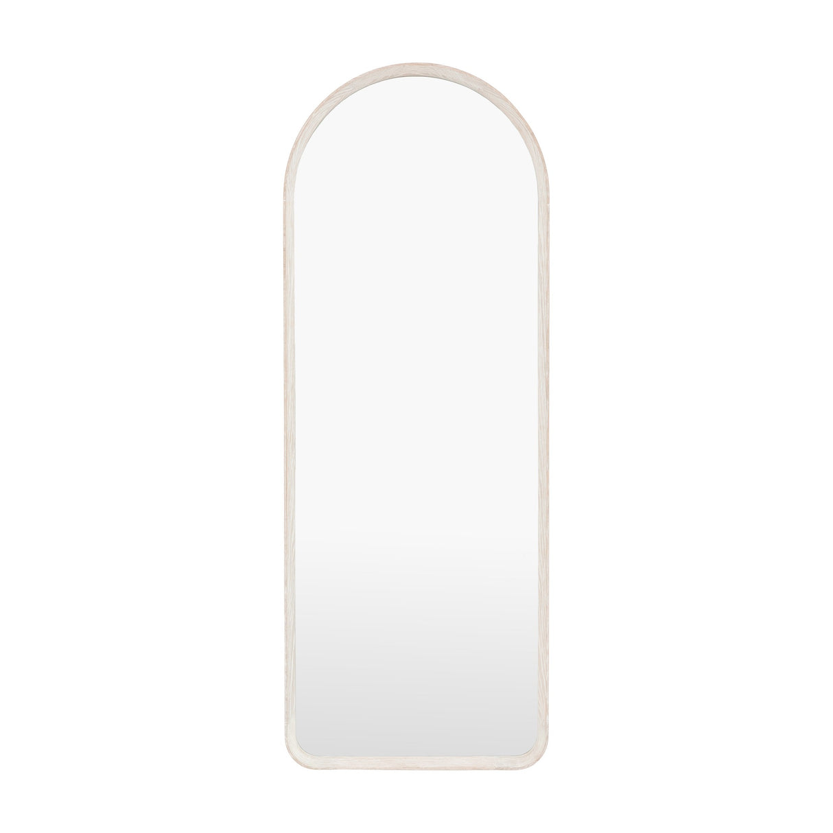 Gallery Direct Nesvane Arch Leaner full length floor mirror with slim washed oak frame and arched top, shown against a plain white background.
