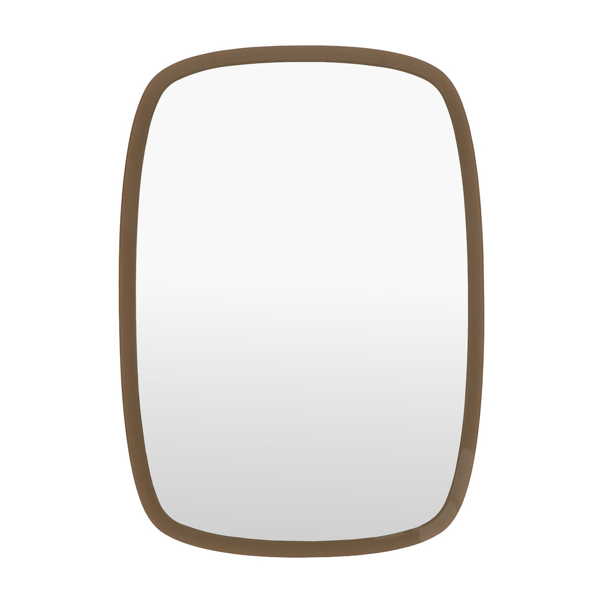 Gallery Direct Bistro Capsule Wall Mirror in Chocolate, a portrait capsule-shaped mirror with a slim rounded brown painted frame, on a white background.