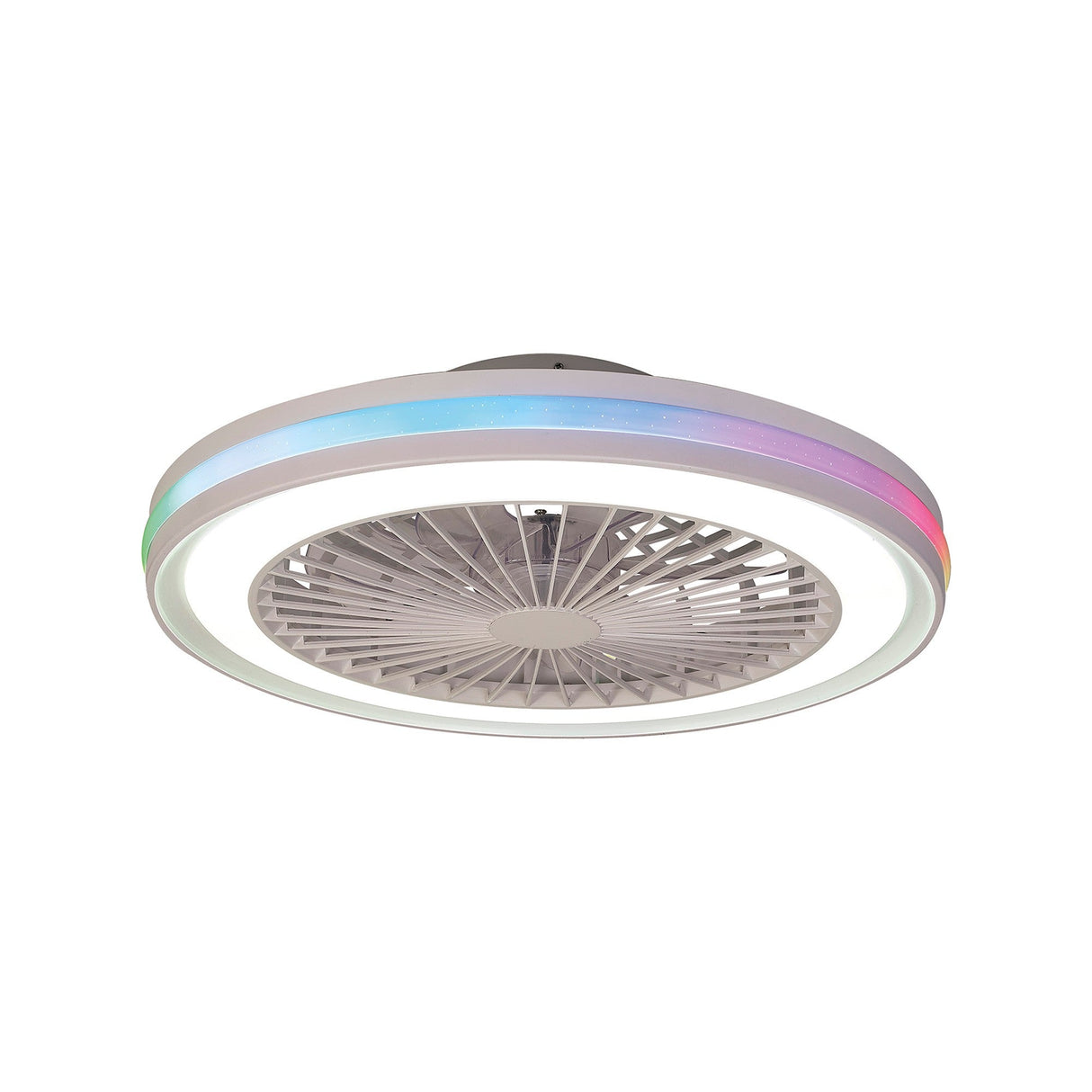 Gamer Mini Dimmable RGB CCT LED Ceiling Retractable Fan Light With Remote Control - White