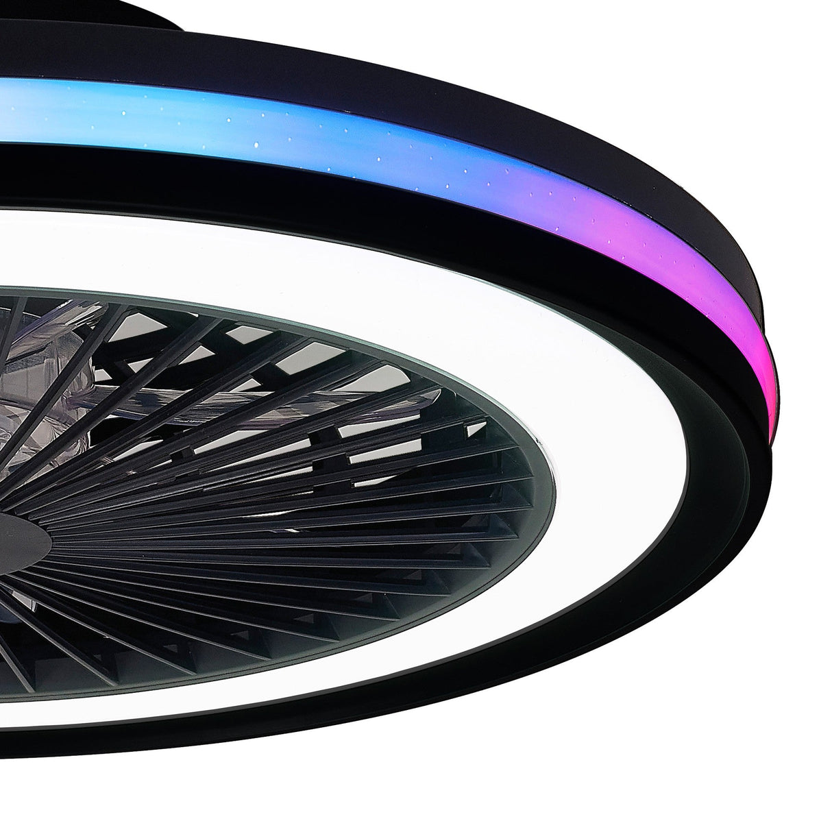 Gamer Mini Dimmable RGB CCT LED Ceiling Retractable Fan Light With Remote Control - Black