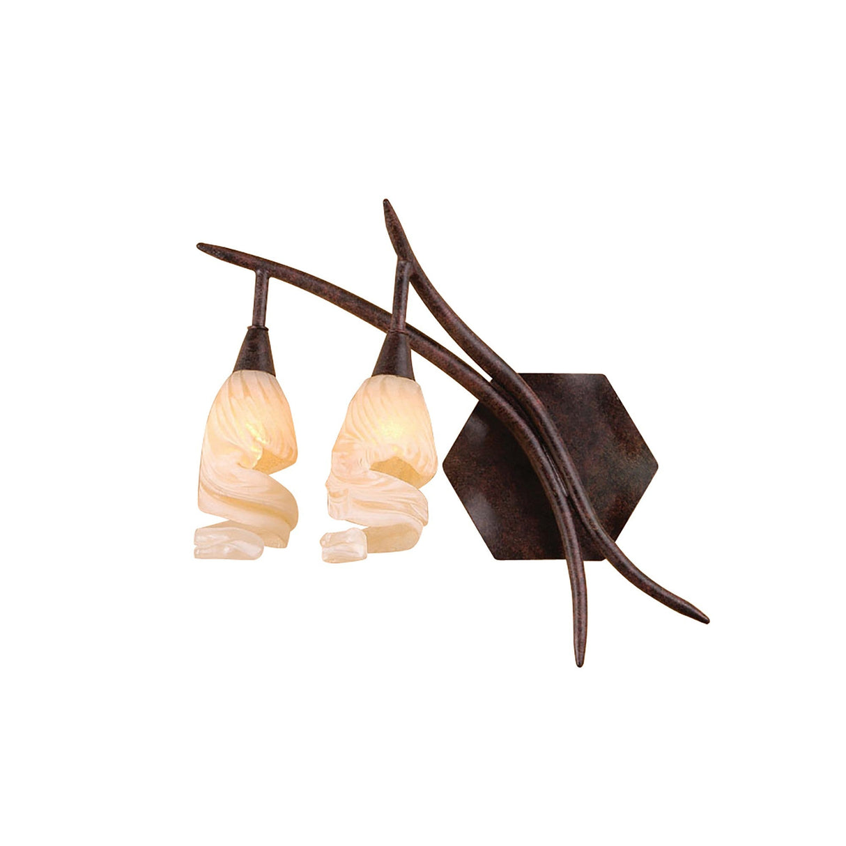 Gaudi Left 2 Light Wall Light With Switch - Brown/Amber