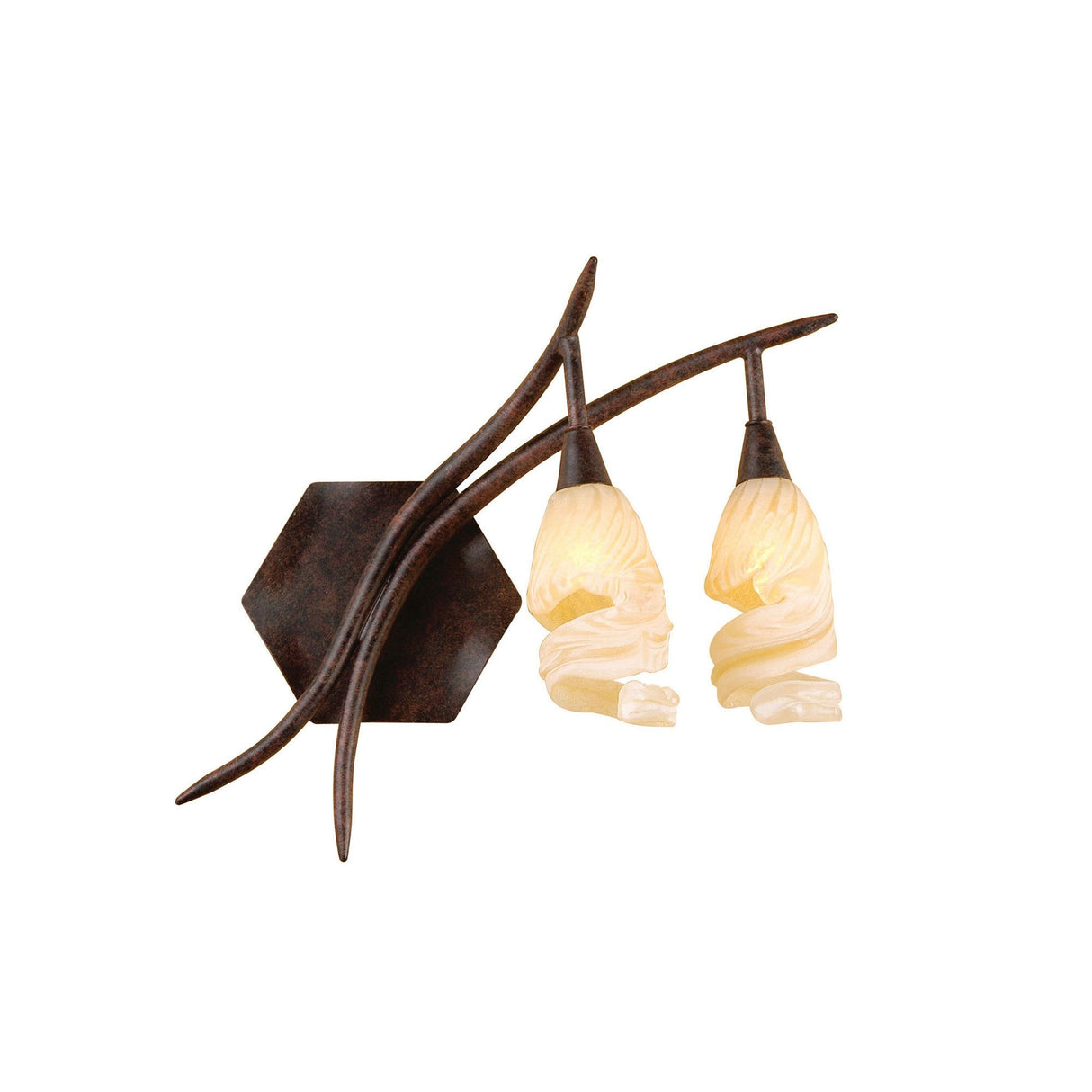 Gaudi Right 2 Light Wall Light - Brown/Amber