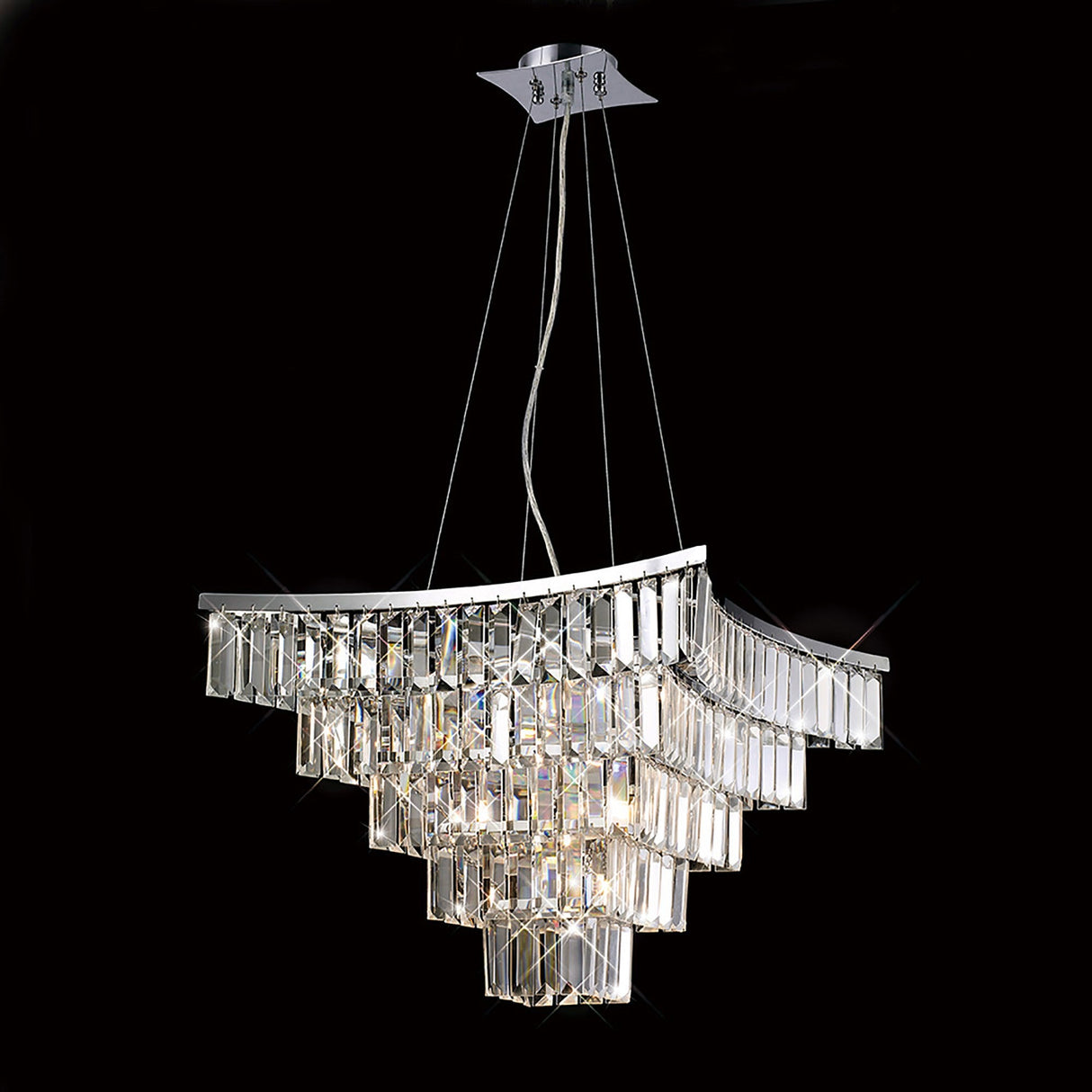 Gianni 9 Light Crystal Suspension Light - Polished Chrome