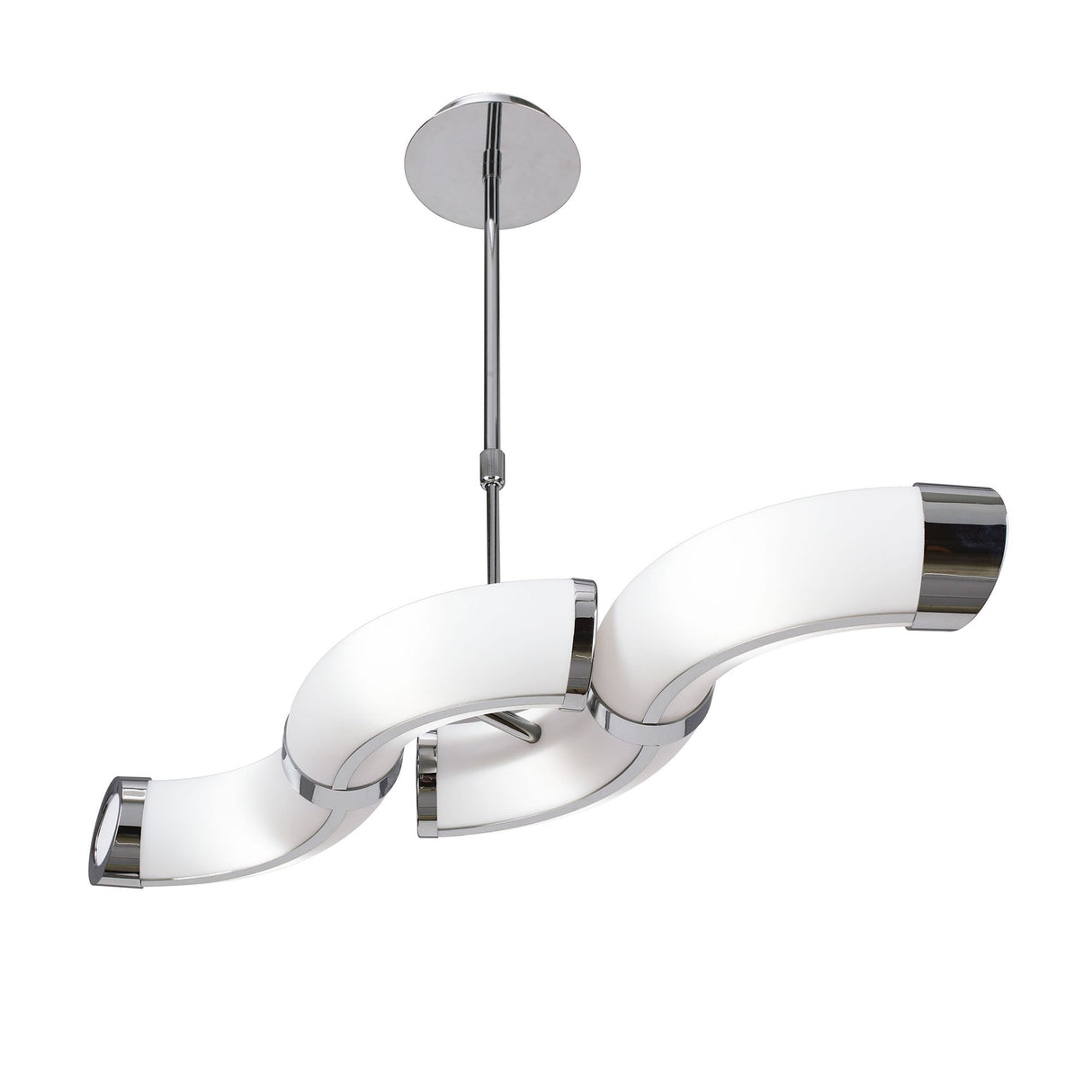 Guss 2 Arm 4 Light Linear Suspension Light/Semi-Flush Ceiling Light - Chrome & White