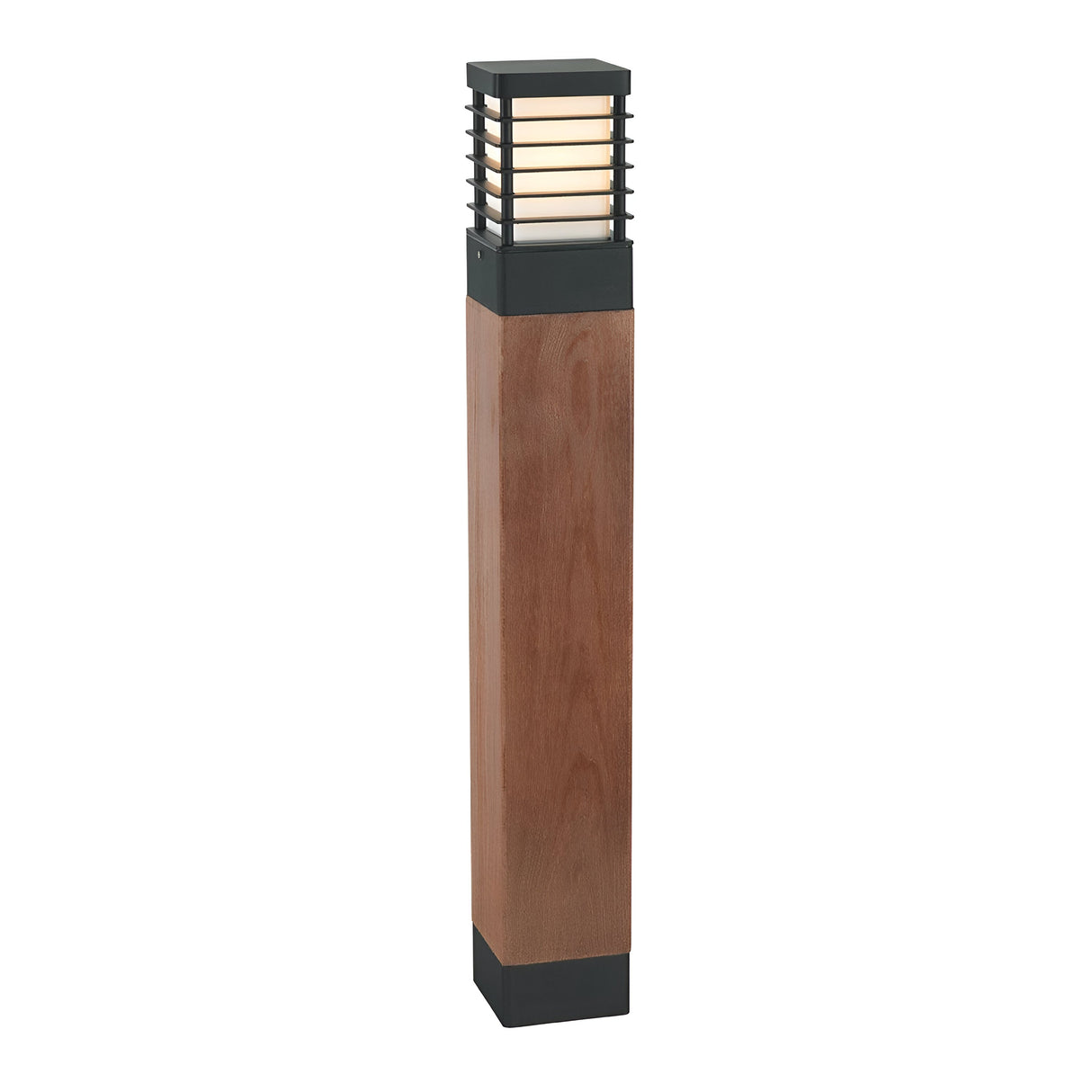 Halmstad 1 Light Large Wooden Bollard - Black