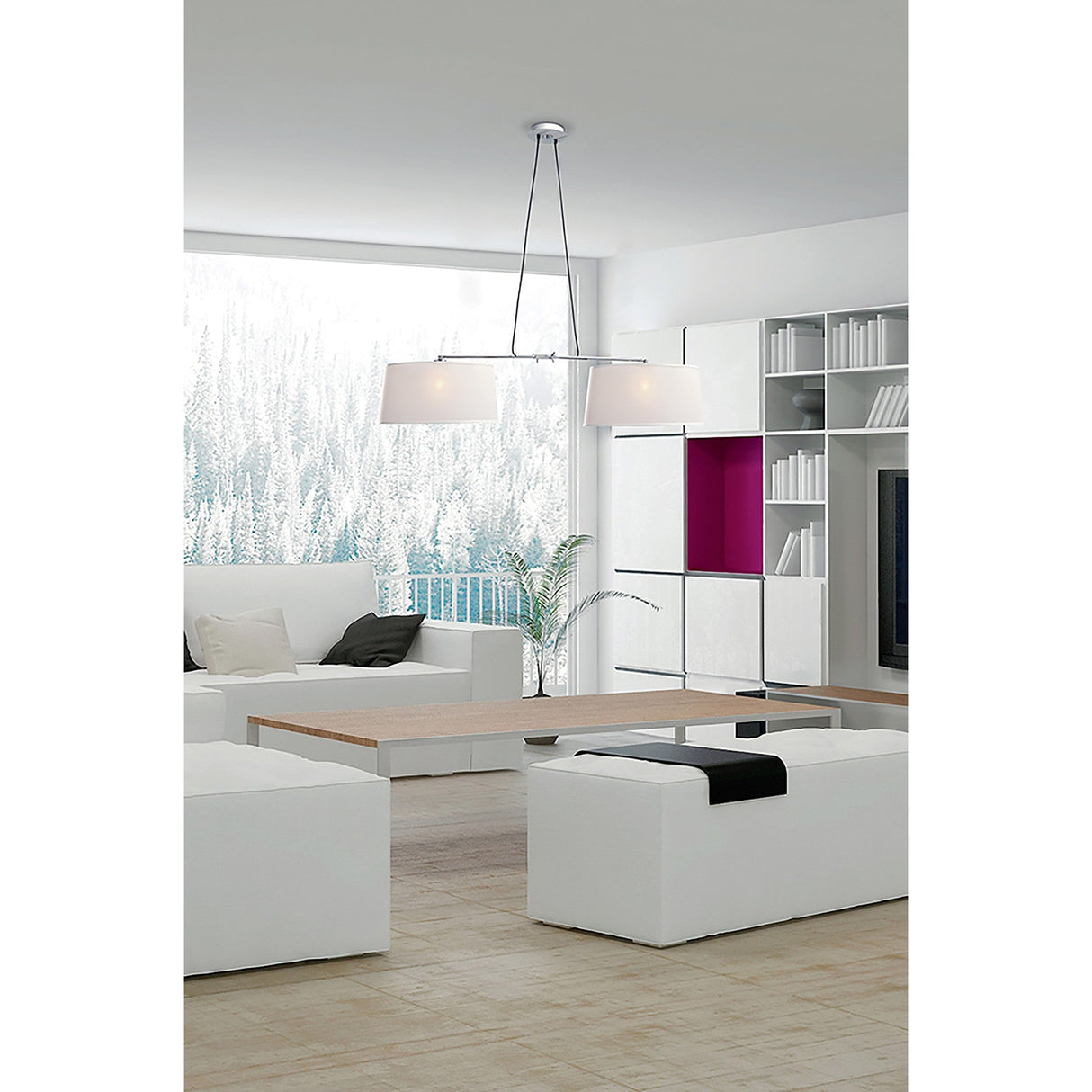 Habana Round Pendant Light Lampshade - White, 37cm x 20.5cm