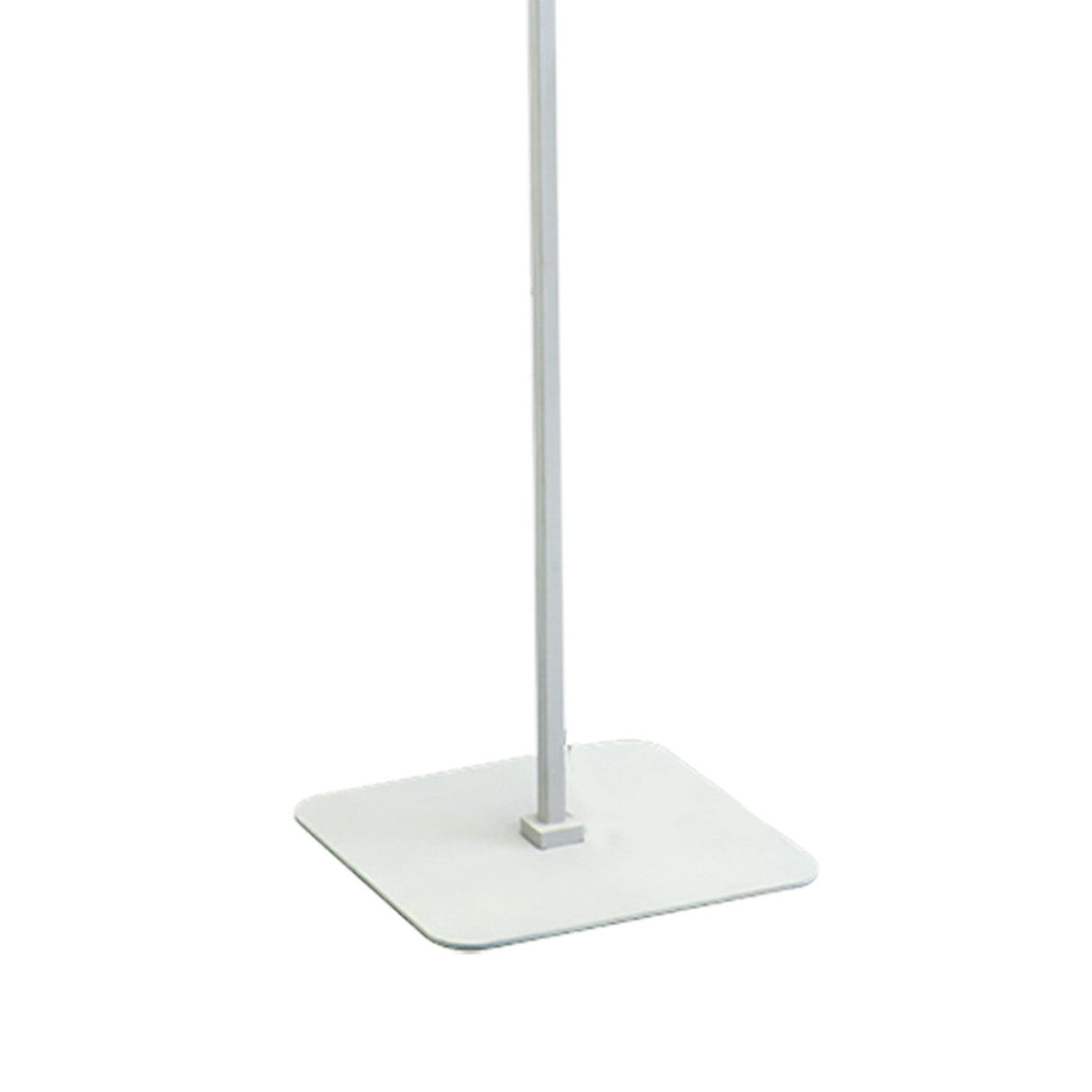 A close-up of the Habana Telescopic 1 Light Floor Lamp - White & Chrome (Without Shade) features its white square metal base with a central vertical pole, highlighting its modern design against a plain white background.
