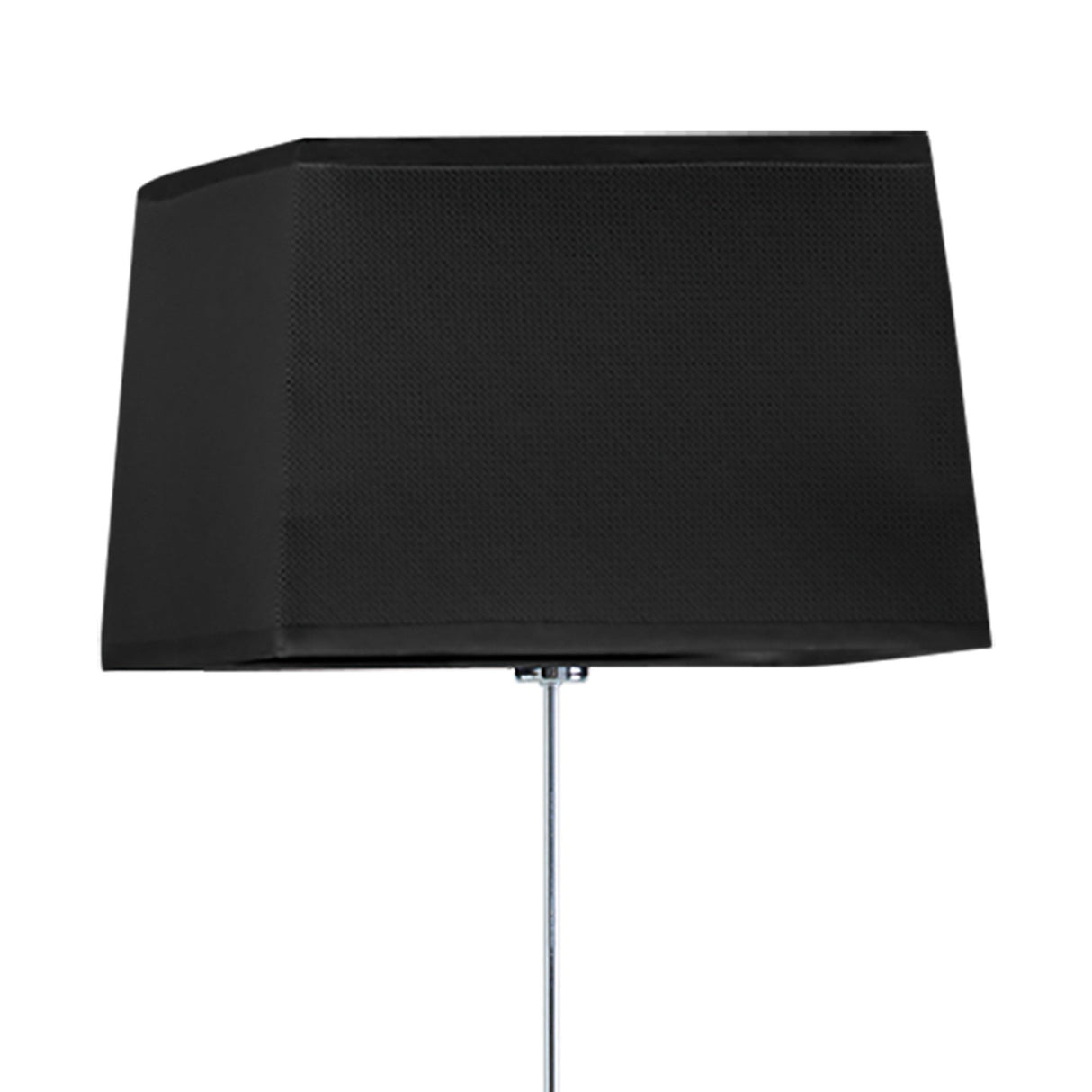The Habana Telescopic 1 Light Floor Lamp in black and chrome stands sleekly without a shade, its slim, modern design set against a white background.