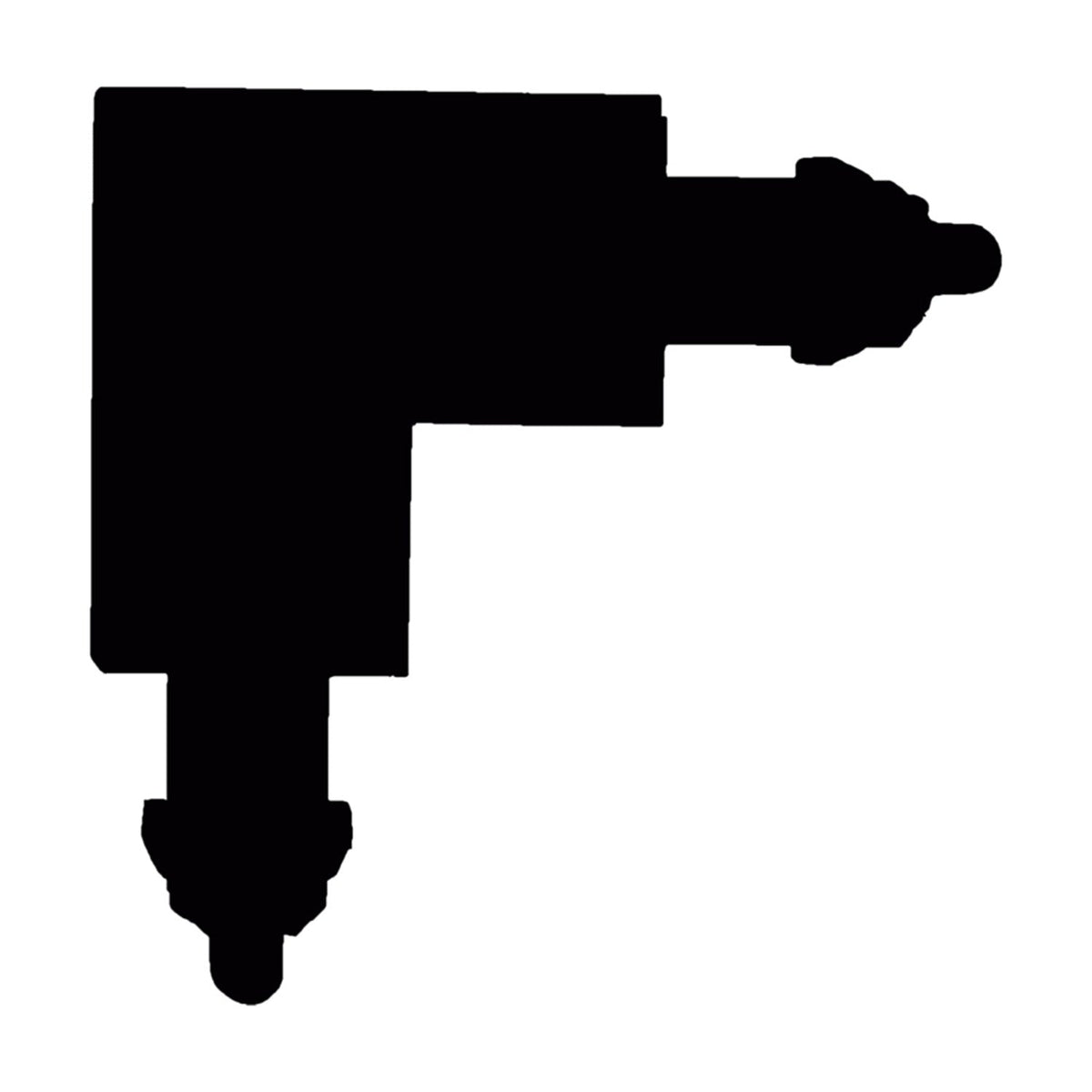 Halo Track Angle Joint in black, an L-shaped right-angle track connector with two rail stubs, contact strips and spring clips, shown on a plain white background.