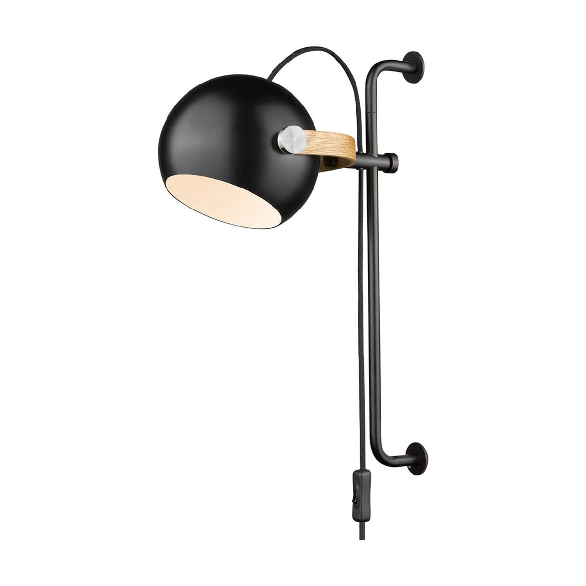 DC Long Wall Light 18cm - Black & Oak