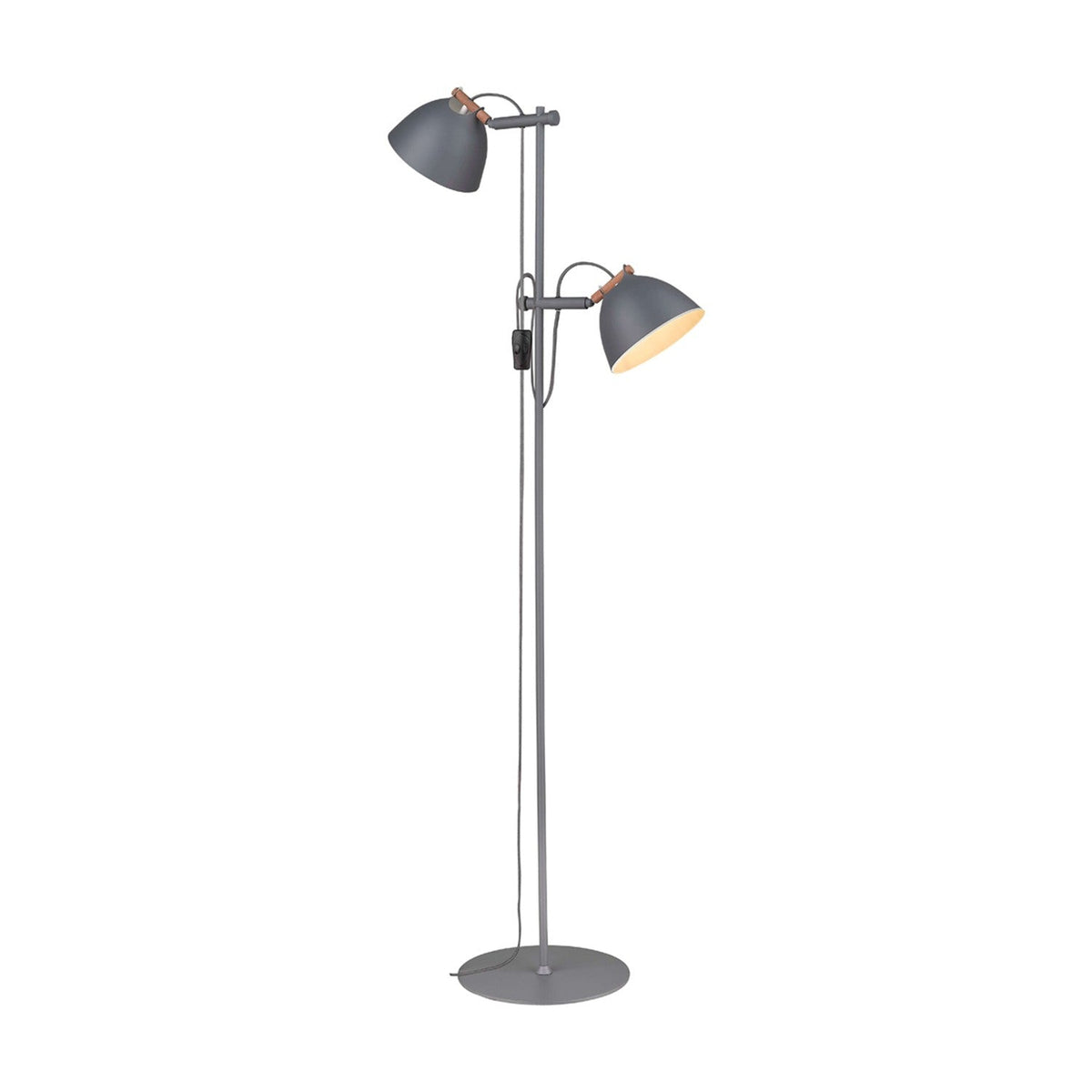 Aarhus 2 Light Floor Lamp 18cm - Grey & Wood