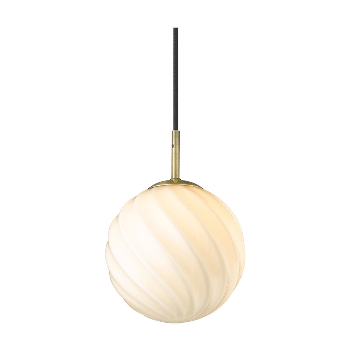 Twist Ball Pendant Light 15cm - Opal & Antique Brass