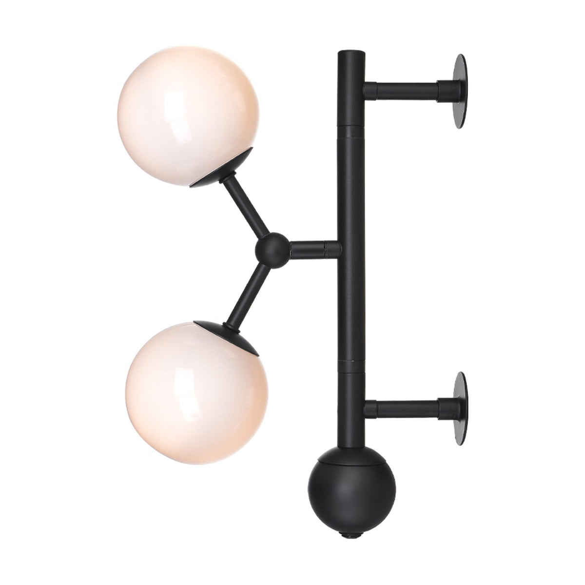 Atom Glass 2 Light Wall Light - Black & Opal