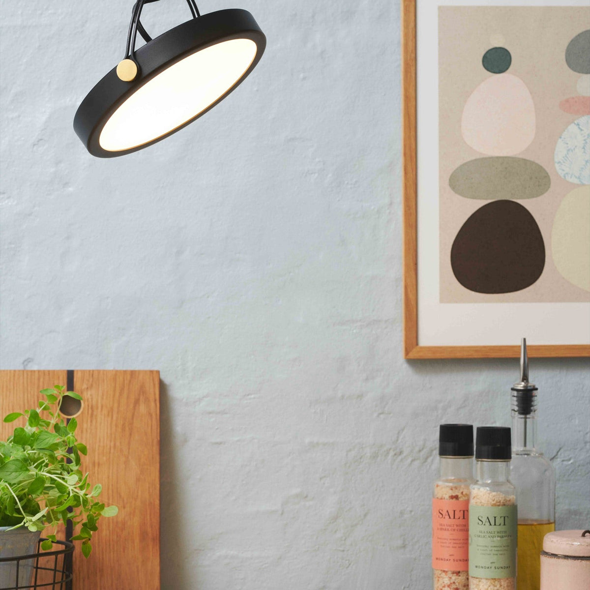 Pivot LED Int Pendant Light 20cm - Black & Antique Brass