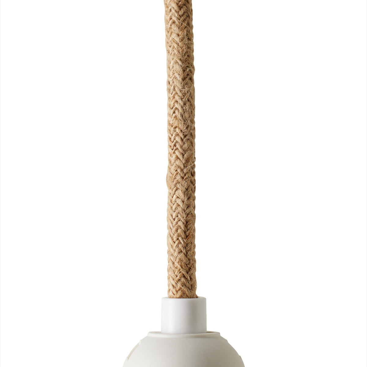 Basic Socket Textile Cable Cord Set 2m in natural jute-coloured braided flex, connected to a white moulded E27 lampholder, shown against a plain white background.