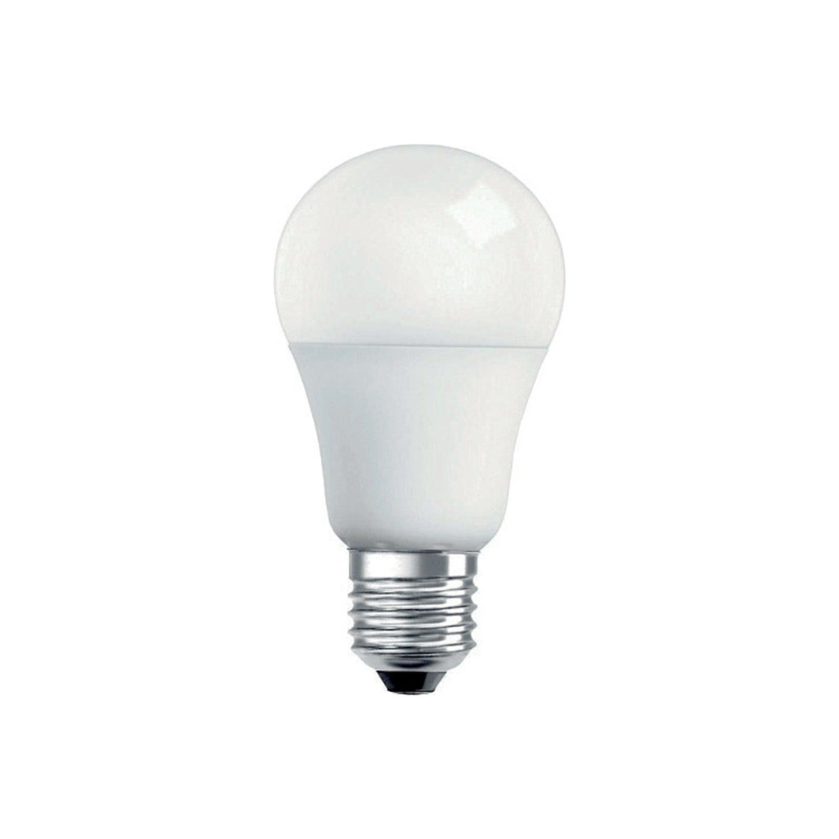 Colors LED E27 7W Bulb with Sensor, a pear-shaped opal white bulb with a silver screw cap, shown on a plain white background.