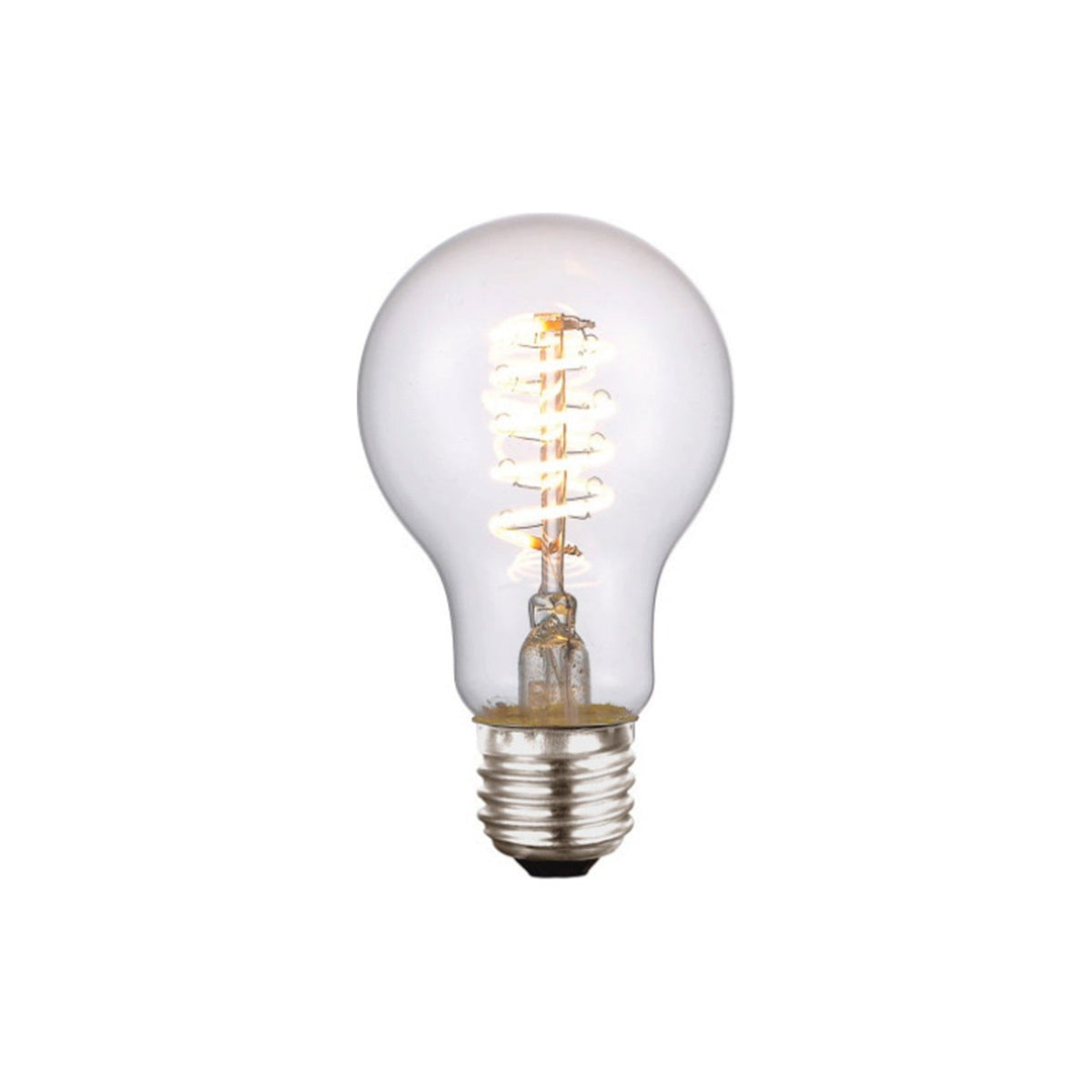 Colors Deco A60 E27 4W bulb with sensor, clear pear-shaped glass with an upright spiral filament, warm white light, shown on a plain white background.
