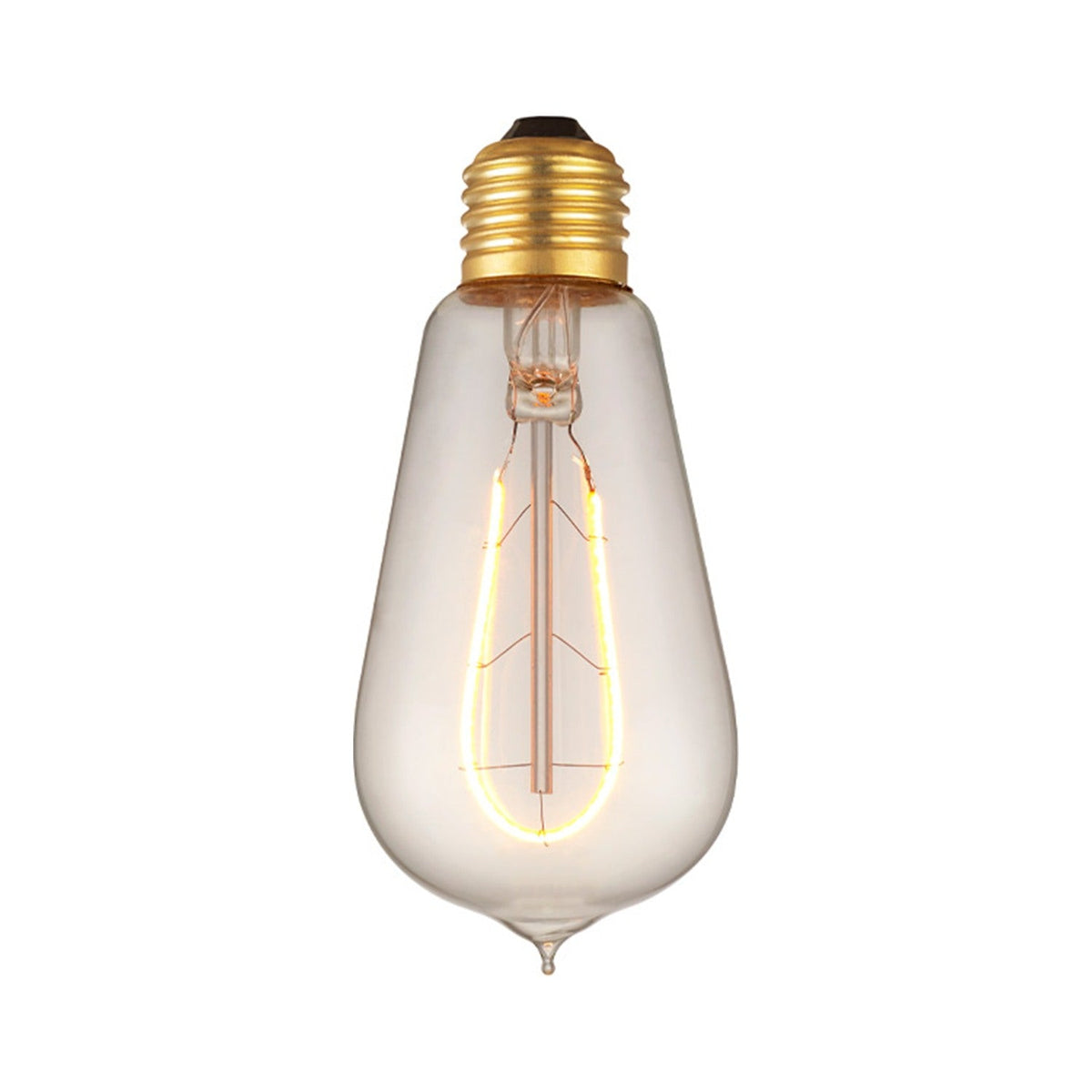 Colors Original LED Drop E27 2W Bulb, a clear teardrop-shaped bulb with a brass-coloured E27 screw cap and a single filament looped along its height, shown on a plain white background.