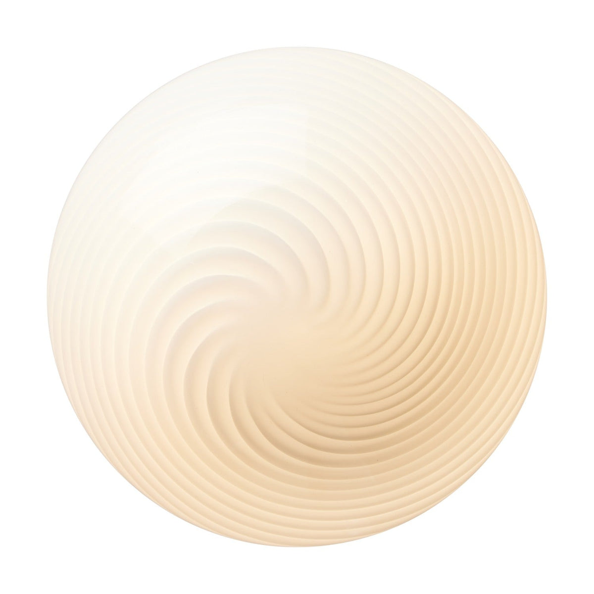 Colors Candy Bulb 12.5cm in opal white glass, round LED bulb with twisted flute ribs spiralling from neck to base, shown against a plain white background.