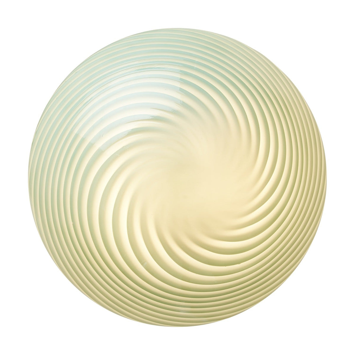 Colors Candy Bulb 12.5cm in turquoise glass, round LED bulb with spiralling ribbed texture shading from pale sea green to cream, shown against a plain white background.