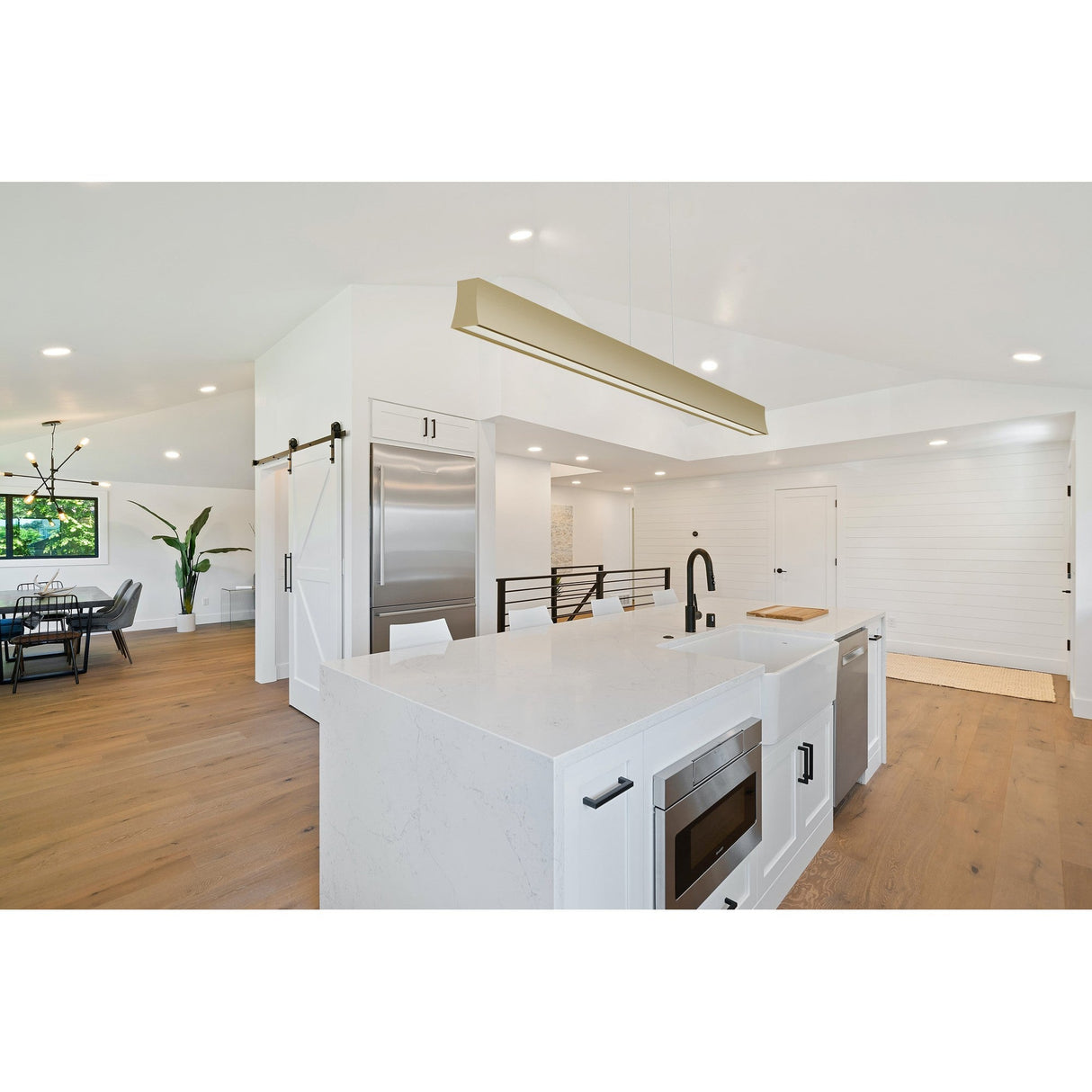 Hanok 1.2m LED Linear Suspension Light 38W 3000K - Sand Brown